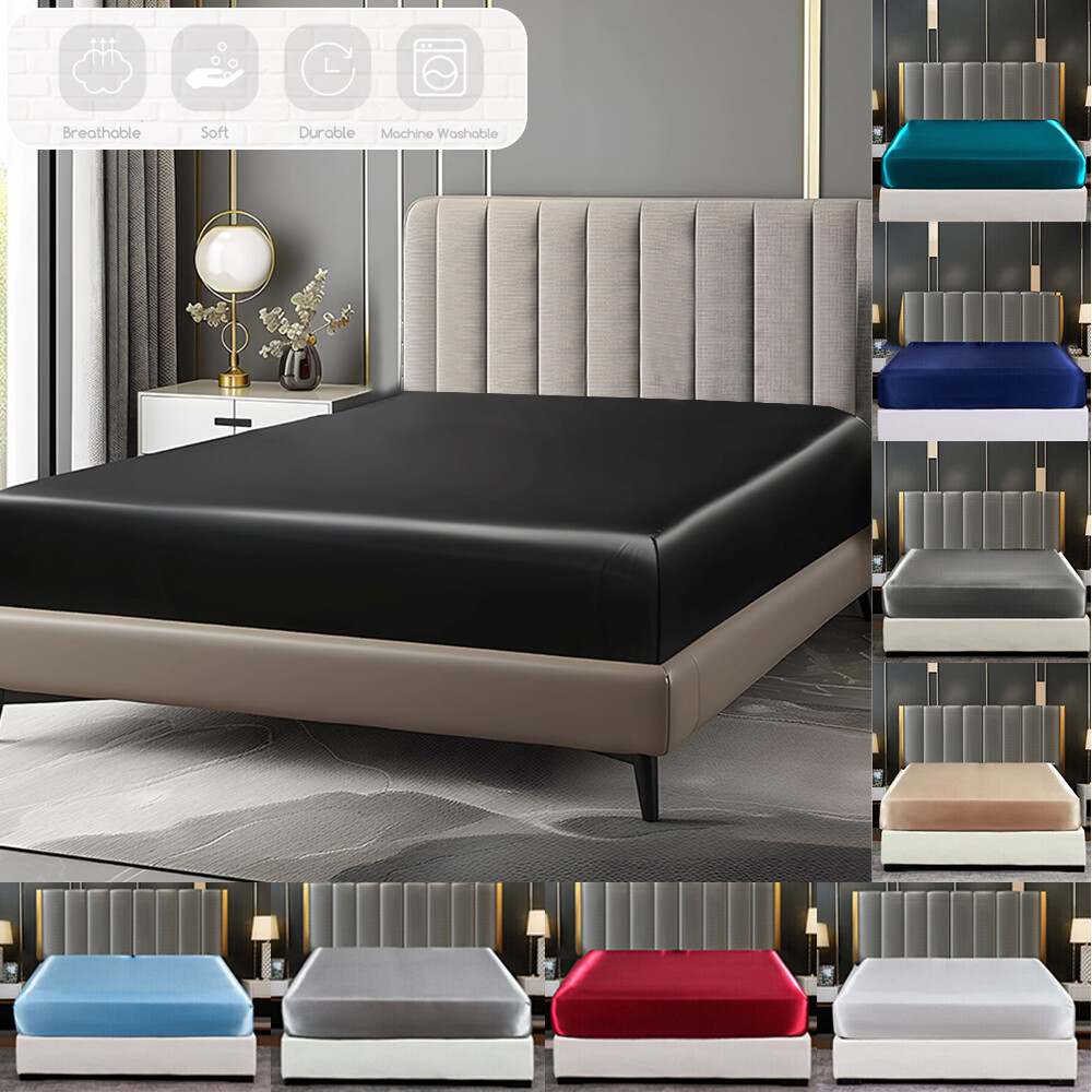 Satin-Silk Bed Sheets Luxury Deep Pocket Free Collection Wrinkle Fade Resistant