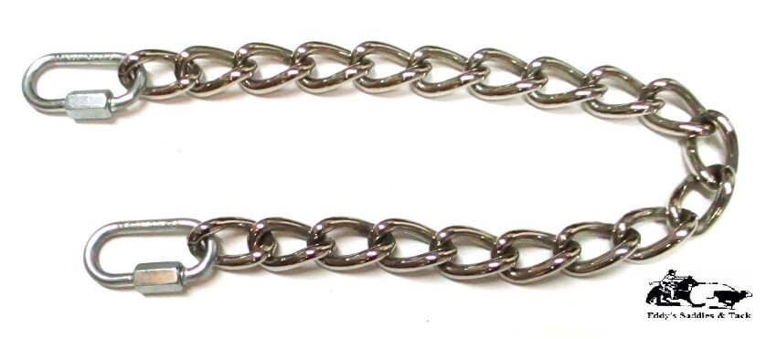 Quick Link Curb Chain w/links 13" x 1/2" Nickel Plated Eddys Tack West Texas