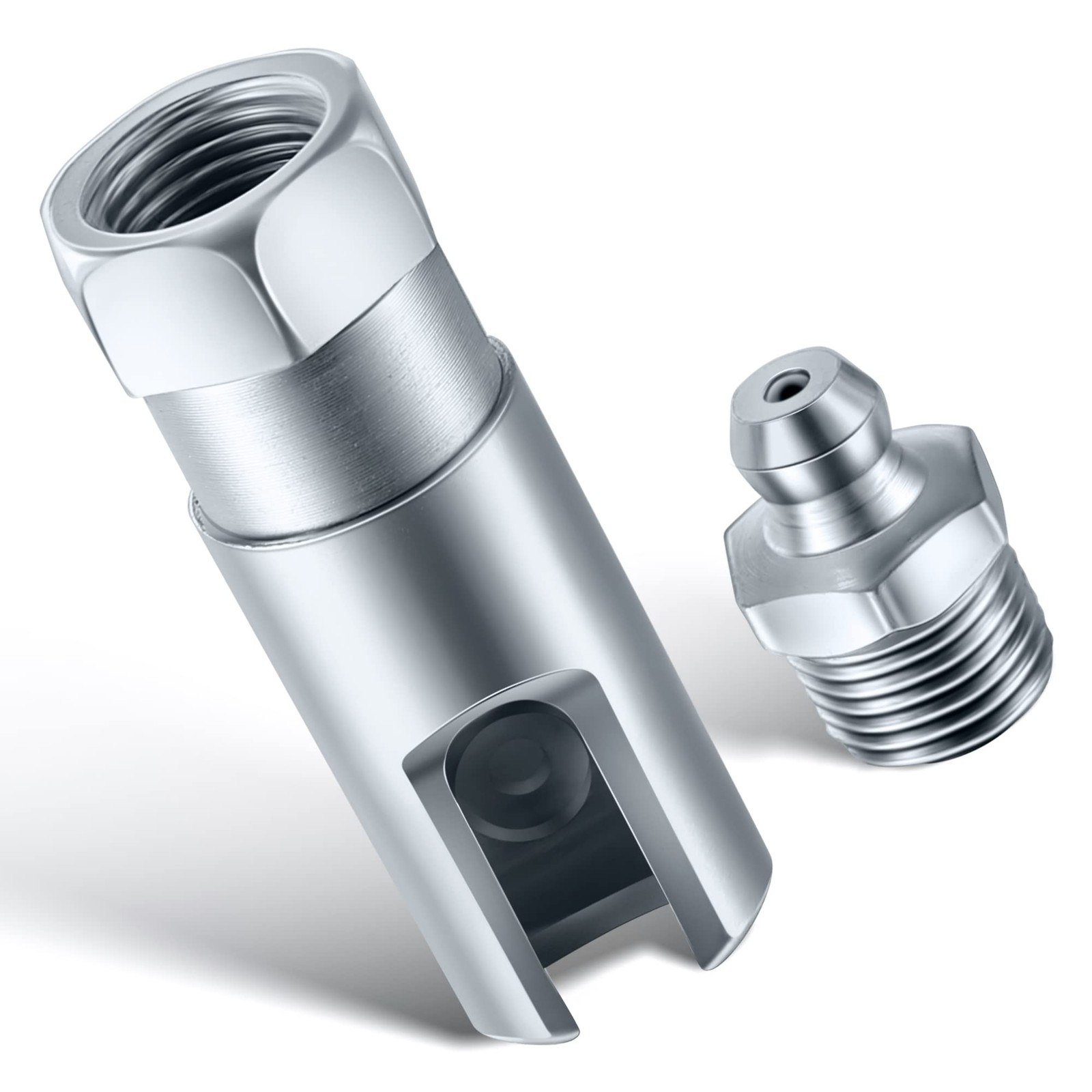 Grease Gun Coupler With 1/8 Inch Npt Threads Push On Slotted Right Angle 90 Degr