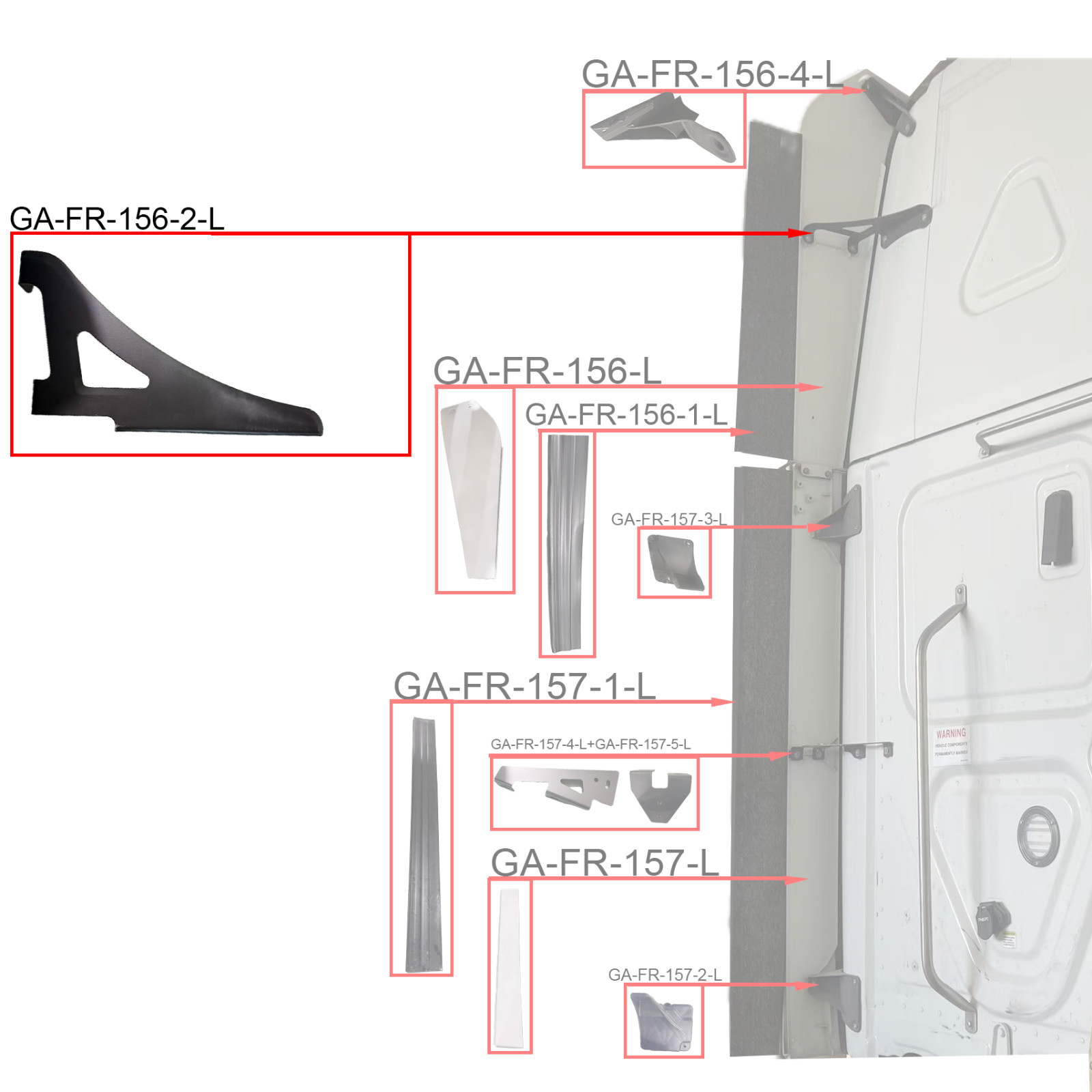 Cabin Upper fairring Bracket Driver Side For Cascadia 2018-2024