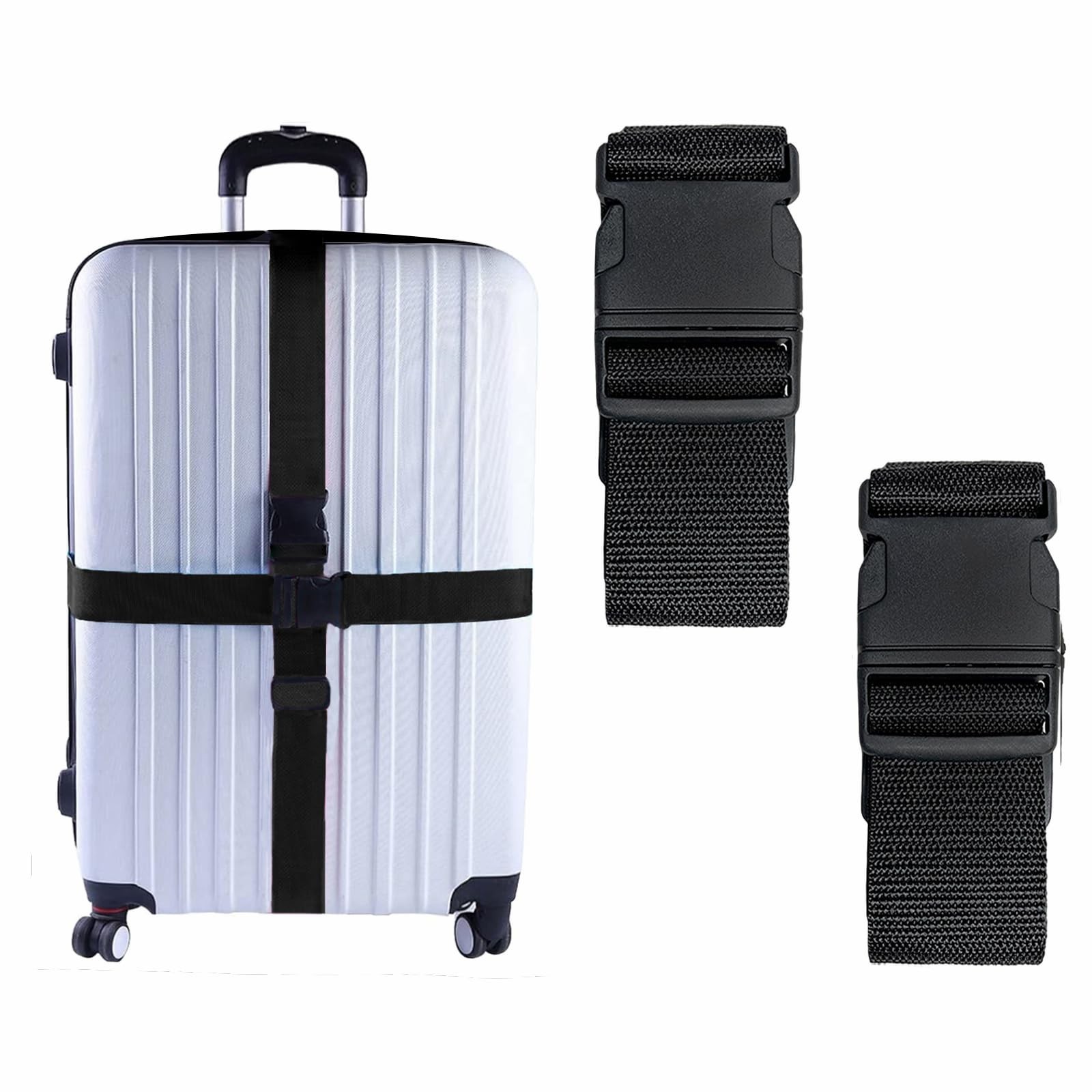 2 Pack Suitcase Belts, Adjustable Luggage Straps, Bright Colors Travel Packin...
