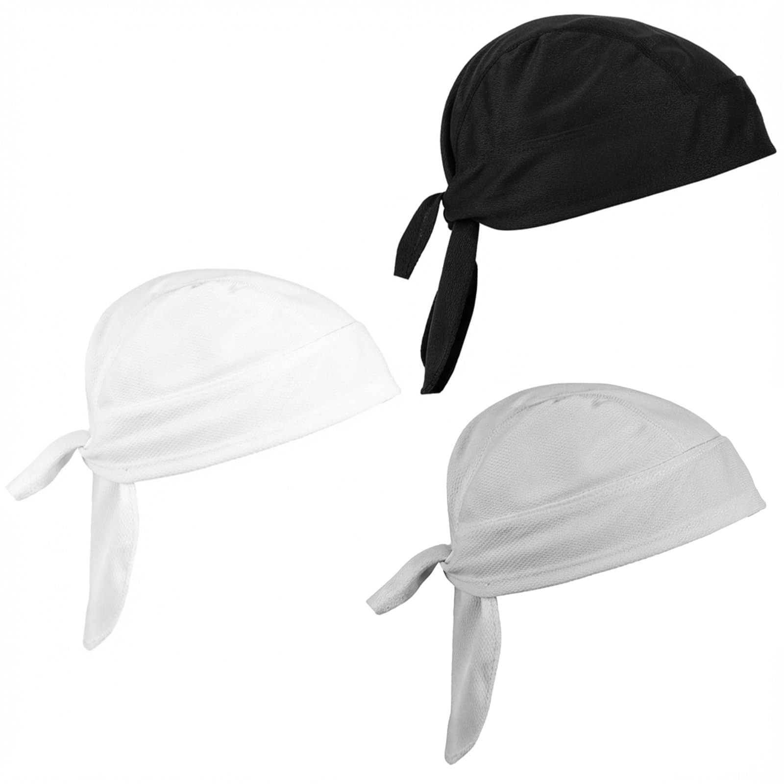 3Pcs Do Rag for Men Lightweight Sweat XX-Large, Light Gray + White + Black