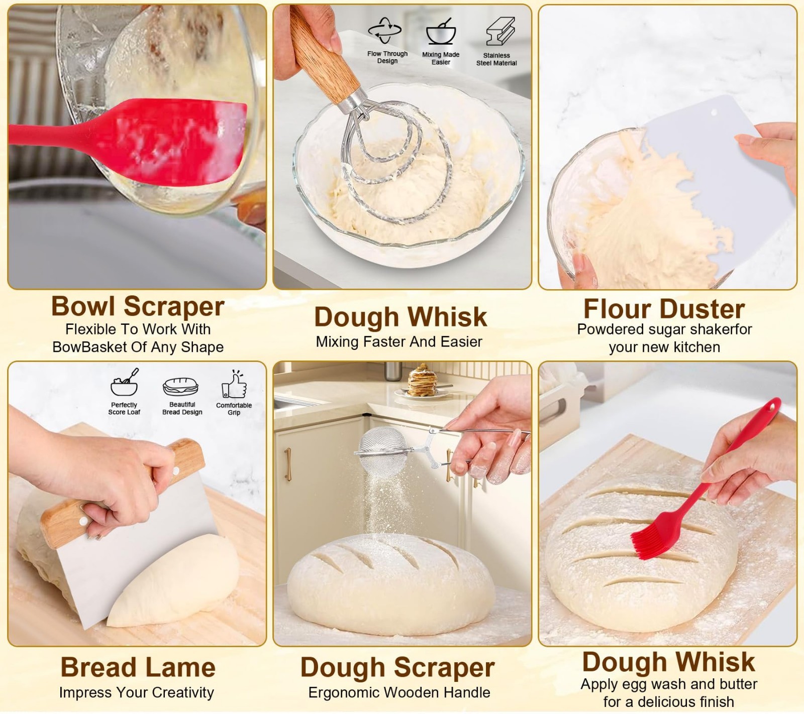 Sourdough Starter Kit - Complete Bread Baking Supplies, Proofing Baskets & Tools