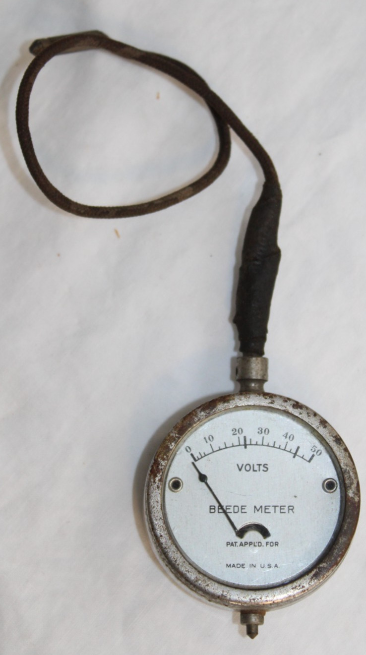 Vintage Beede AMPERES VOLTS METER GAUGE 0- 50 Made in USA Rat Rod FREE SHIPPING