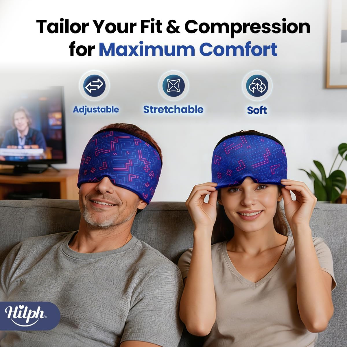 Migraine Relief Cap - Adjustable Ice Pack Headache Hat with Thickened Gel Cold C