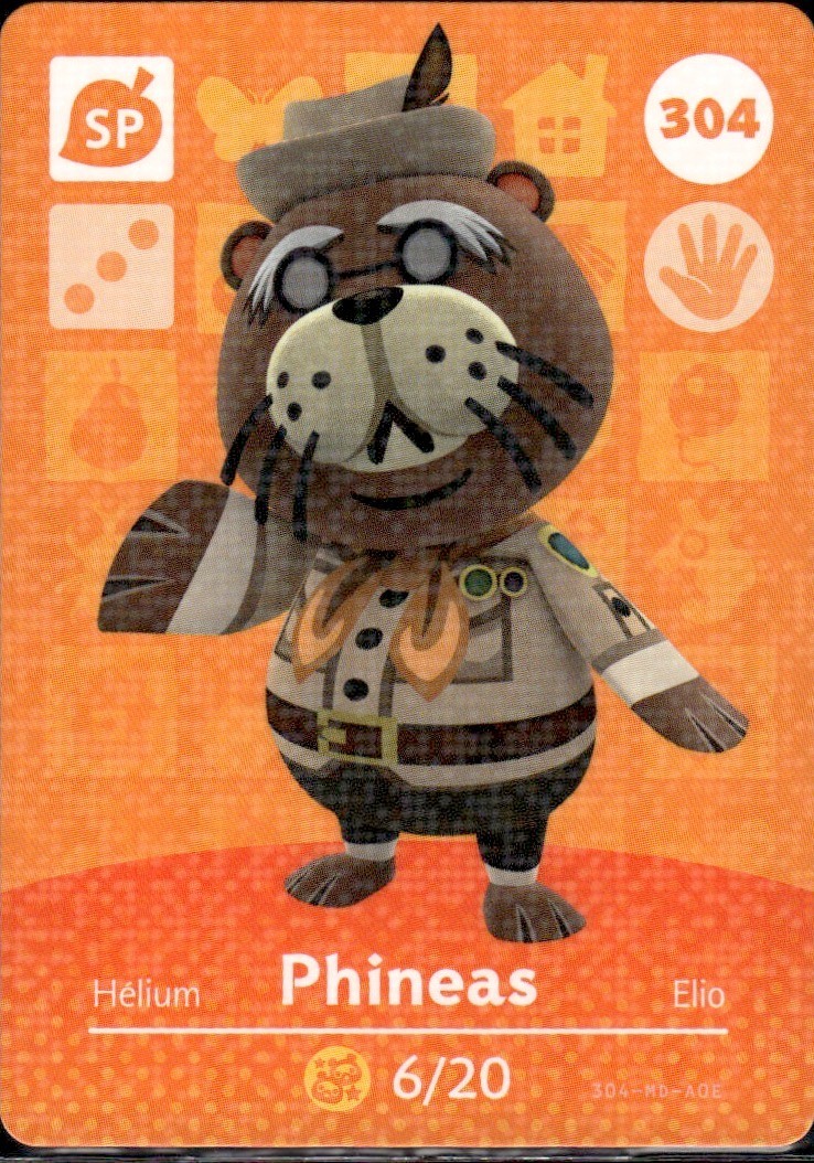 304 Phineas Amiibo Card 304 Series 4 Animal Crossing Nintendo Switch NA Region
