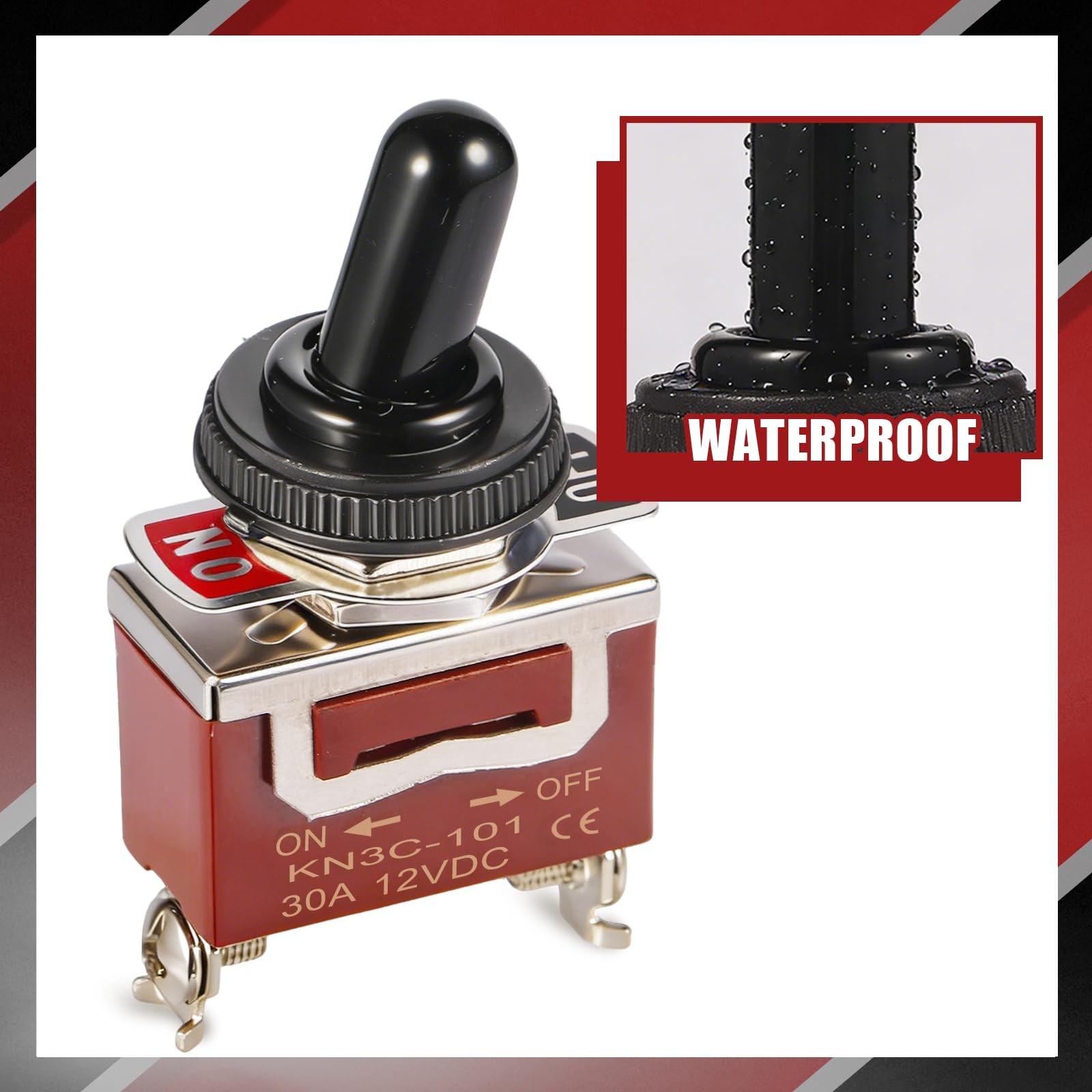 3-Pack Toggle Switch, 12V 30A Heavyduty On/Off 2Pin SPST Waterproof Toggle Swit