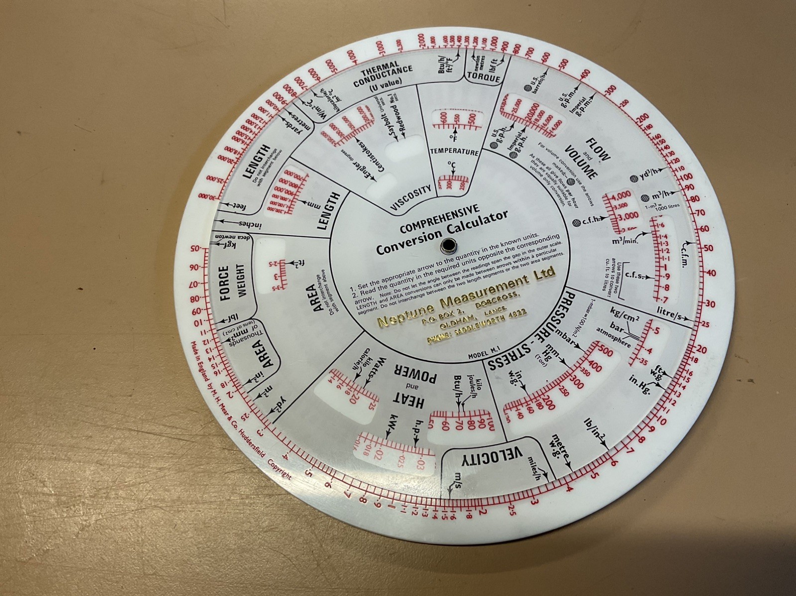 Vintage Neptune Measurement Comprehensive Conversion Calculator