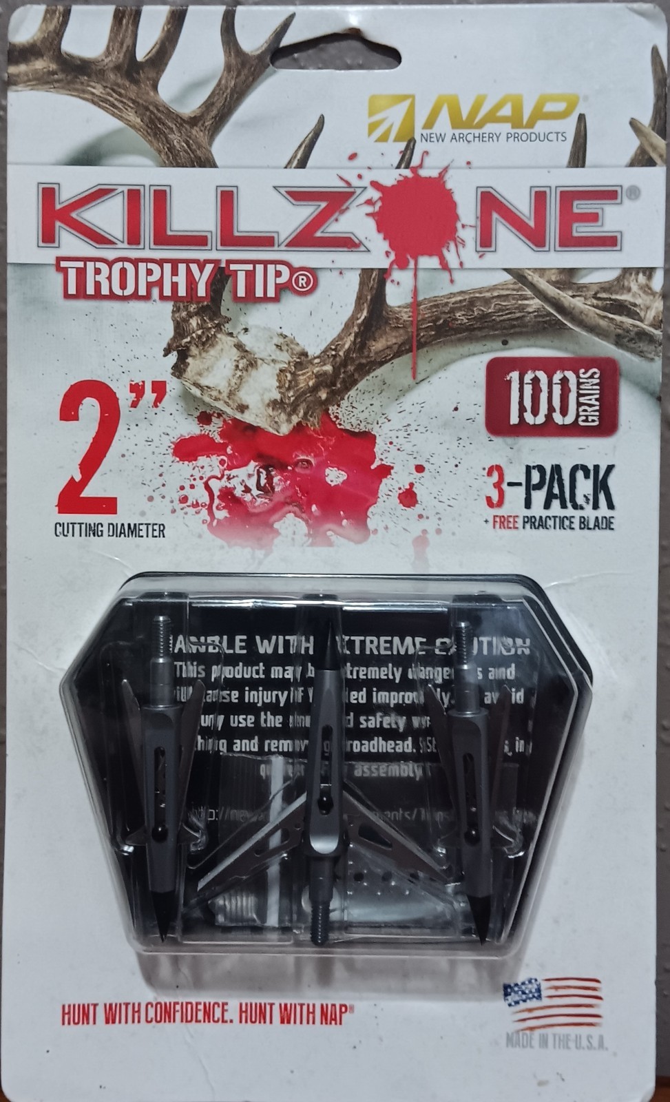 NAP Killzone Trophy Tip Broadhead 2" Cutting Diameter 100 Grain 3-Pack