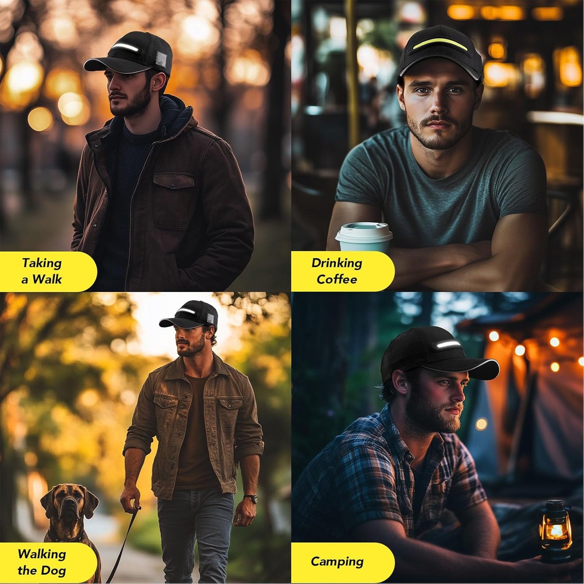LED Strip Baseball Cap Lightweight Performance Strobe Outdoor Use Gift Hat