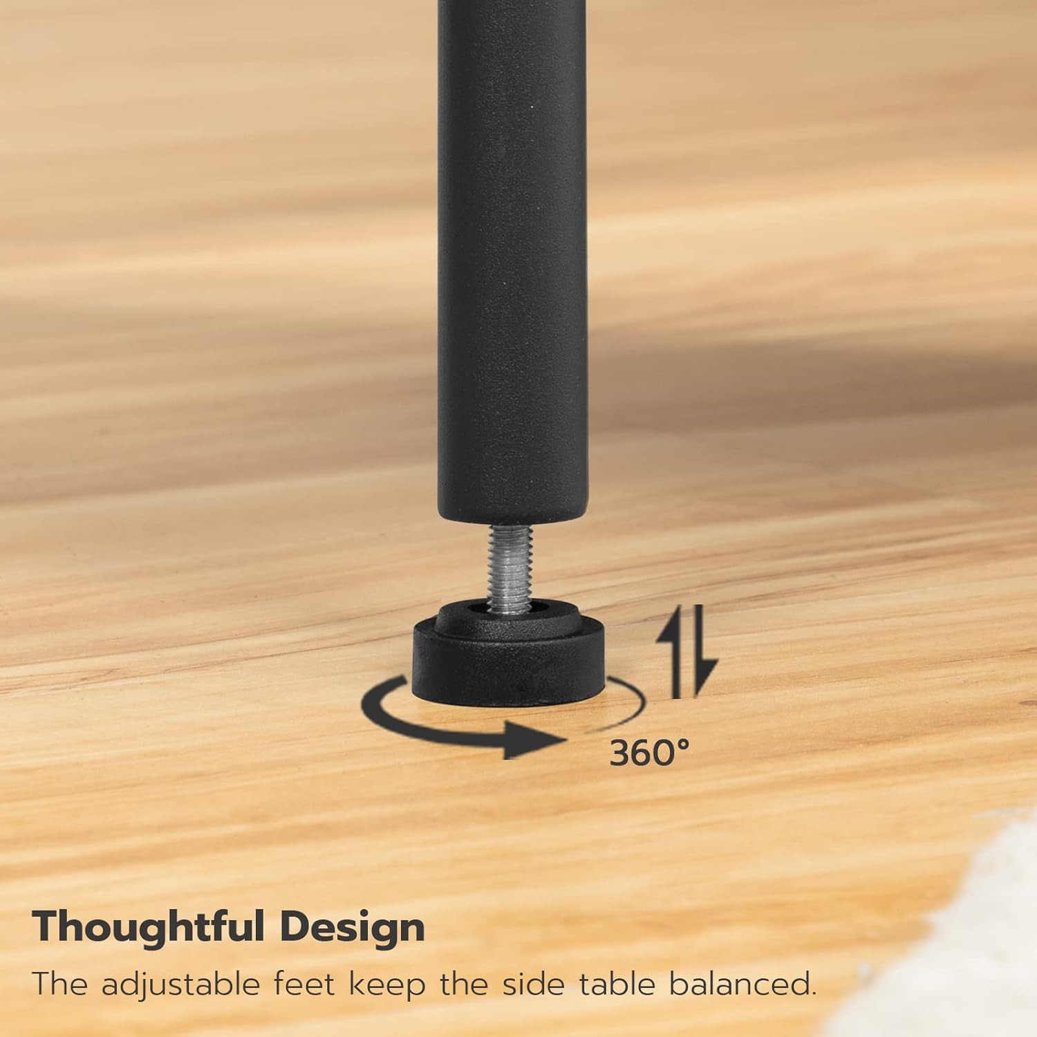 HOOBRO Side Table with Charging Station, End Rustic Brown + Black