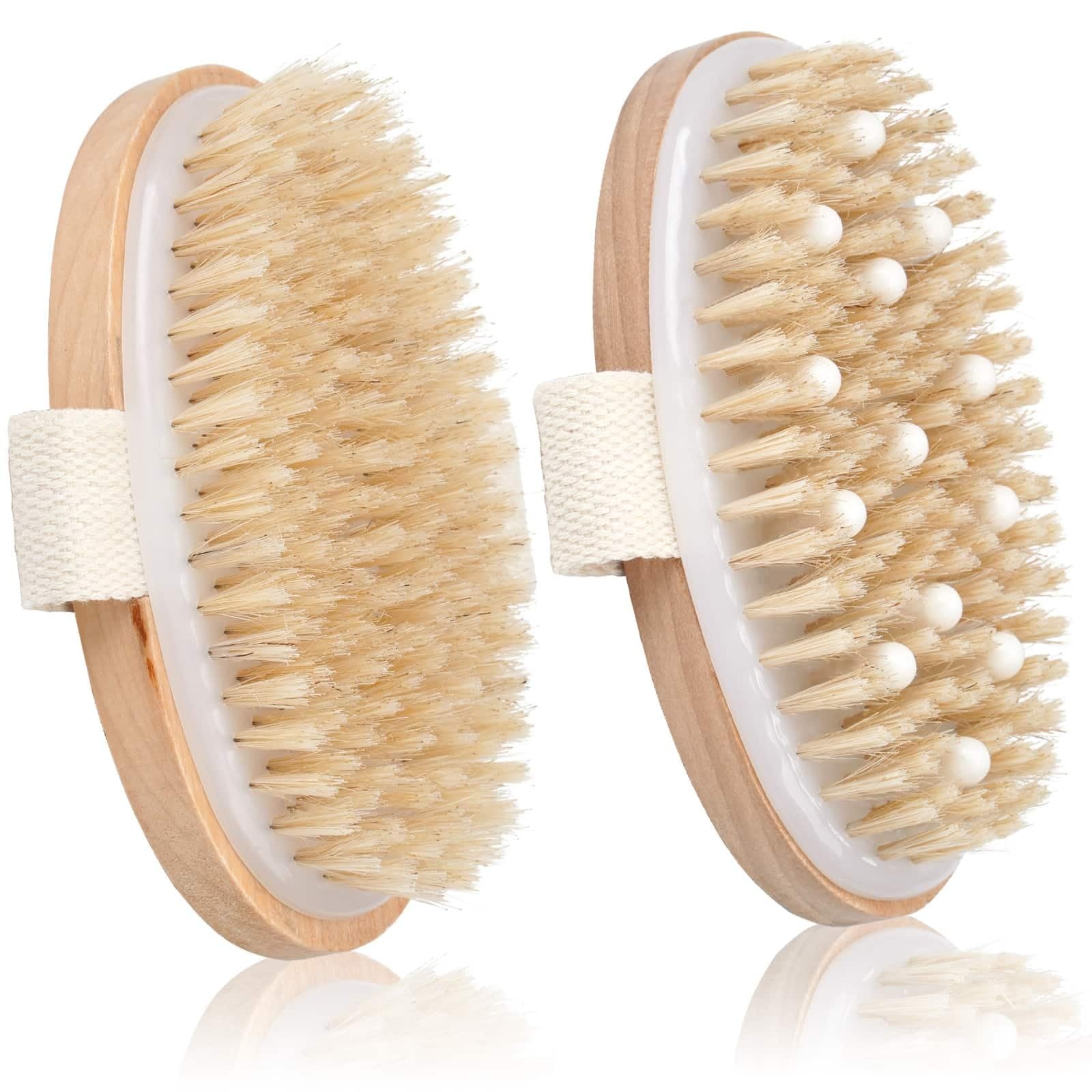 2 Pack Dry Brushing Body Brush for Lymphatic Drainage and Cellulite