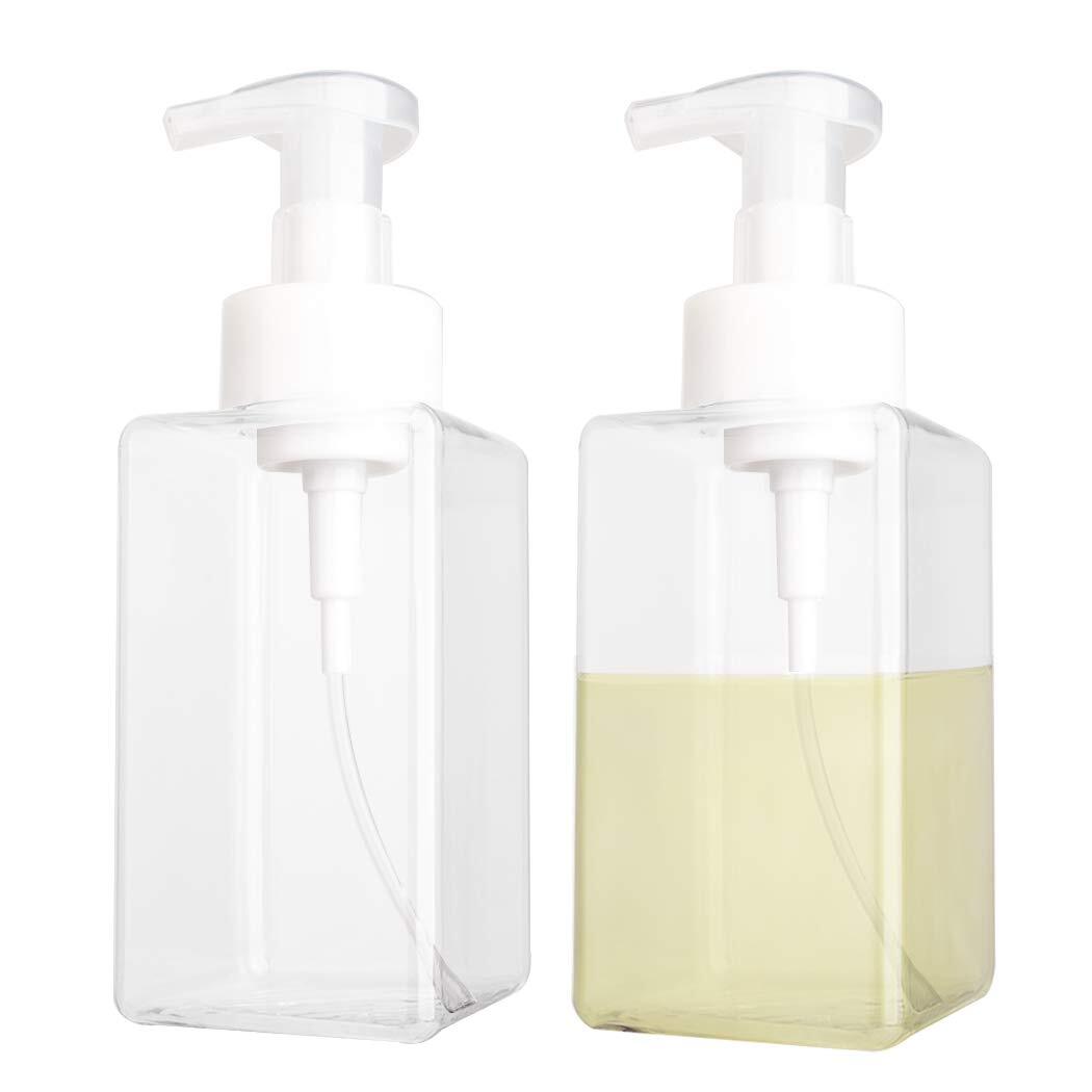 2 Pack 15oz Refillable Foaming Soap Dispenser Bottle for Bathroom Kitchen Sink