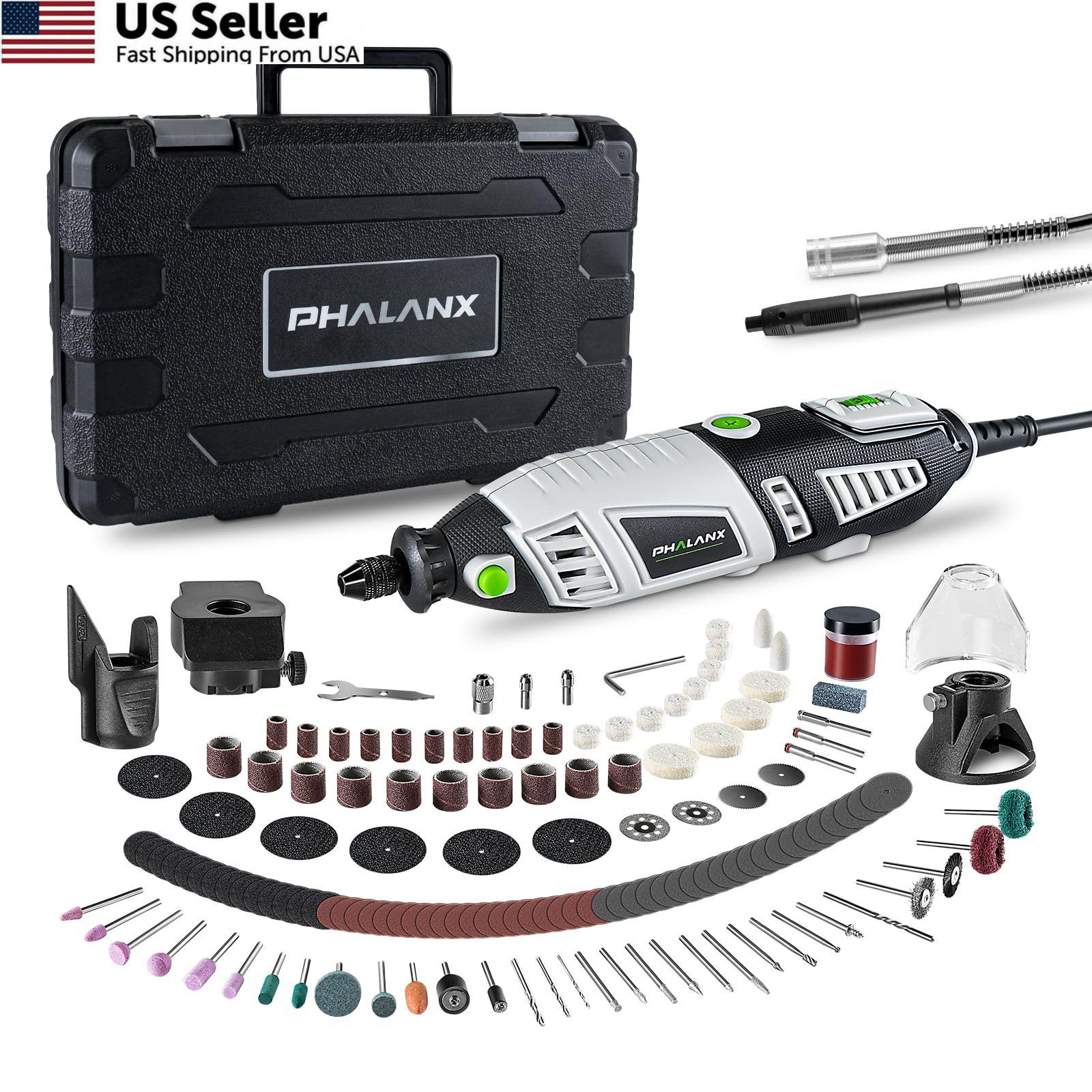 PHALANX 180W Rotary Tool Kit, 1.5-Amp 6 Variable Speed 213pcs