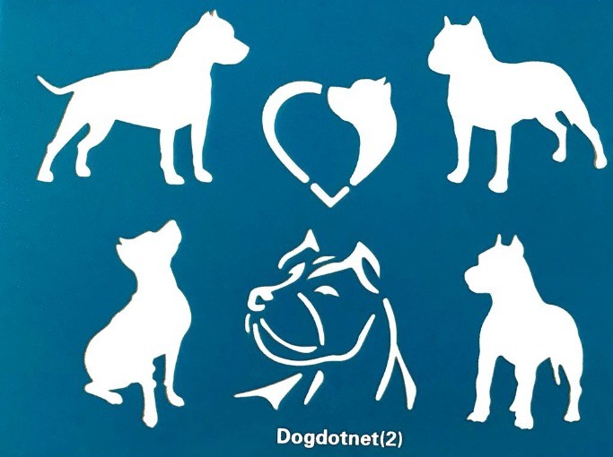 1 set of 2x Pitbull Dog Stencils Templates For DIY Painting Drawing