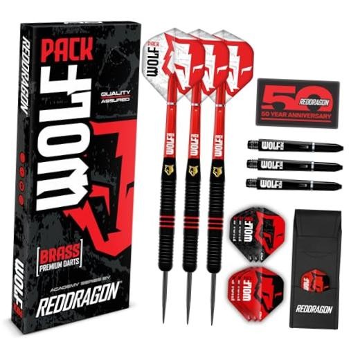 Wolf Pack Brass Darts Set with Flights, Shafts & Bar Wallet - 18.0 Grams
