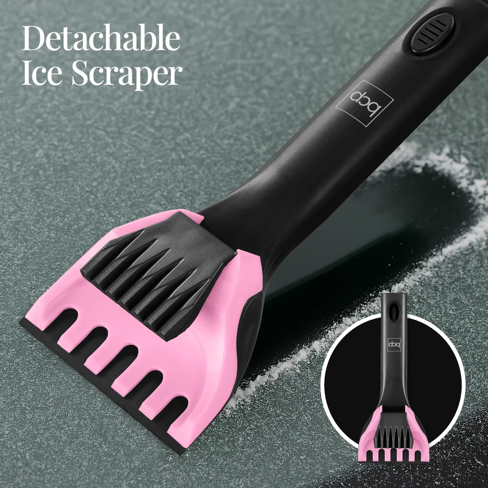 39 in. Pink Extendable Snow Brush with Squeegee and Ice Scraper.
