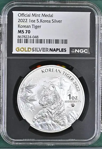 2022 1oz S.Korea Korean Tiger Silver MS 70 (S20B-B23)