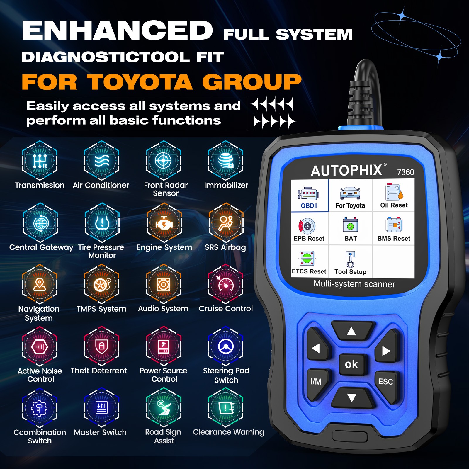 AUTOPHIX 7360 Elite Fit for Toyota Lexus OBD2 Scanner Full System Car Diagnostic