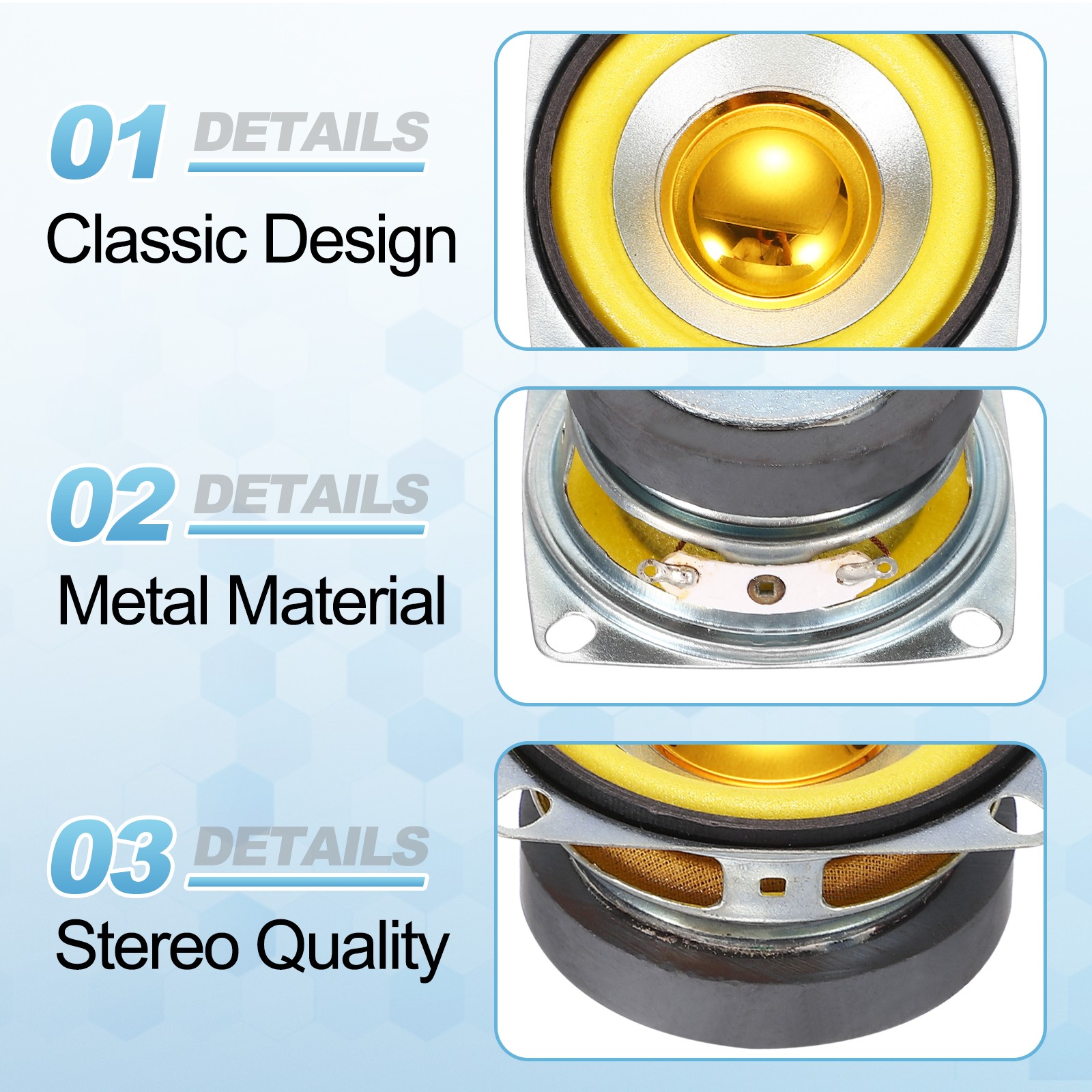 2Pcs 5W 4Ohm Small Speakers Square Micro External Magnet Speaker 45mm Yellow