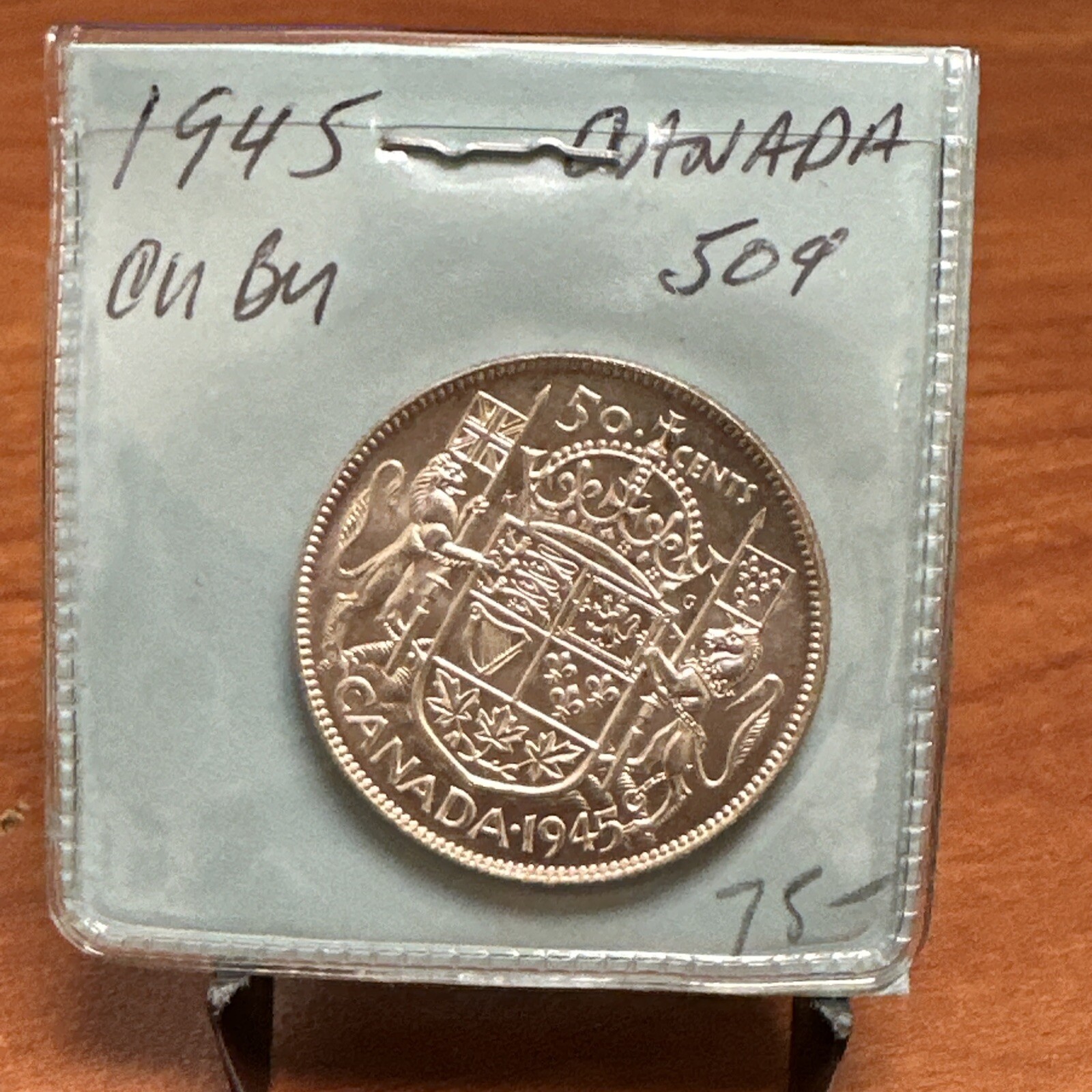 1945 Canada George VI Silver 50 Cents Coin