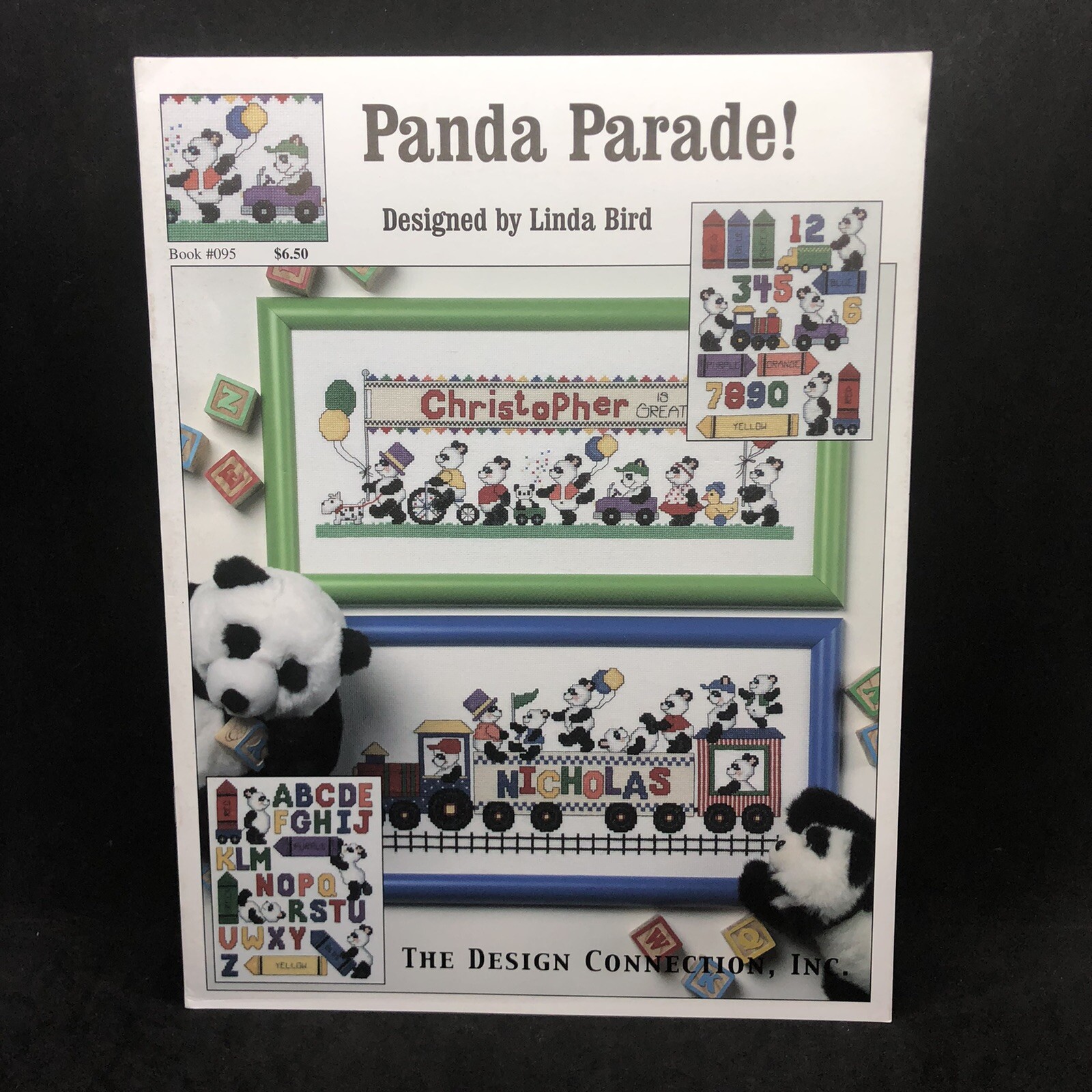 Panda Parade Kid Names Linda Bird Design Connection #95 Cross Stitch Pattern NEW
