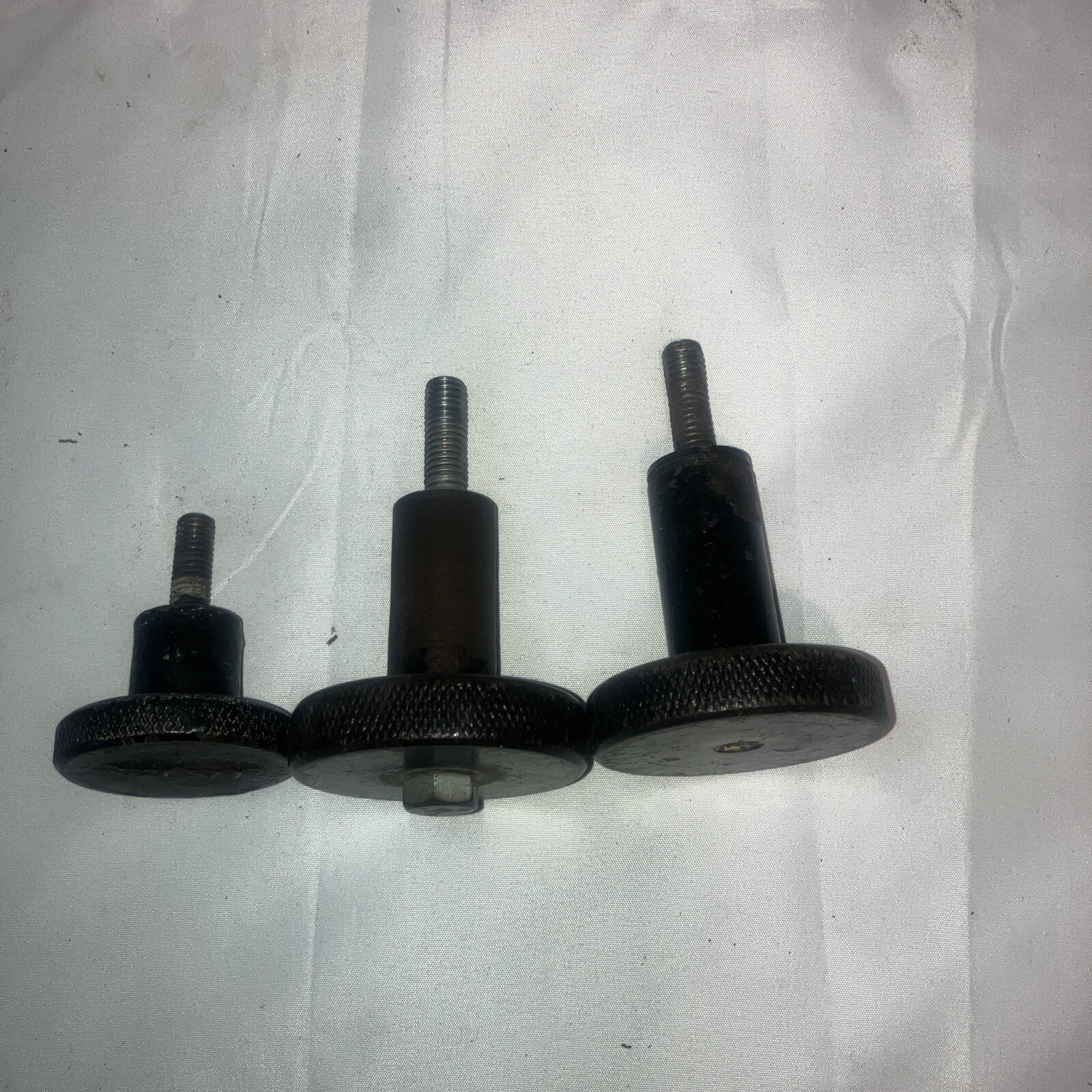 Cast Iron Adjustment Grip Knobs- Two 1/2 & One 3/8- Vintage