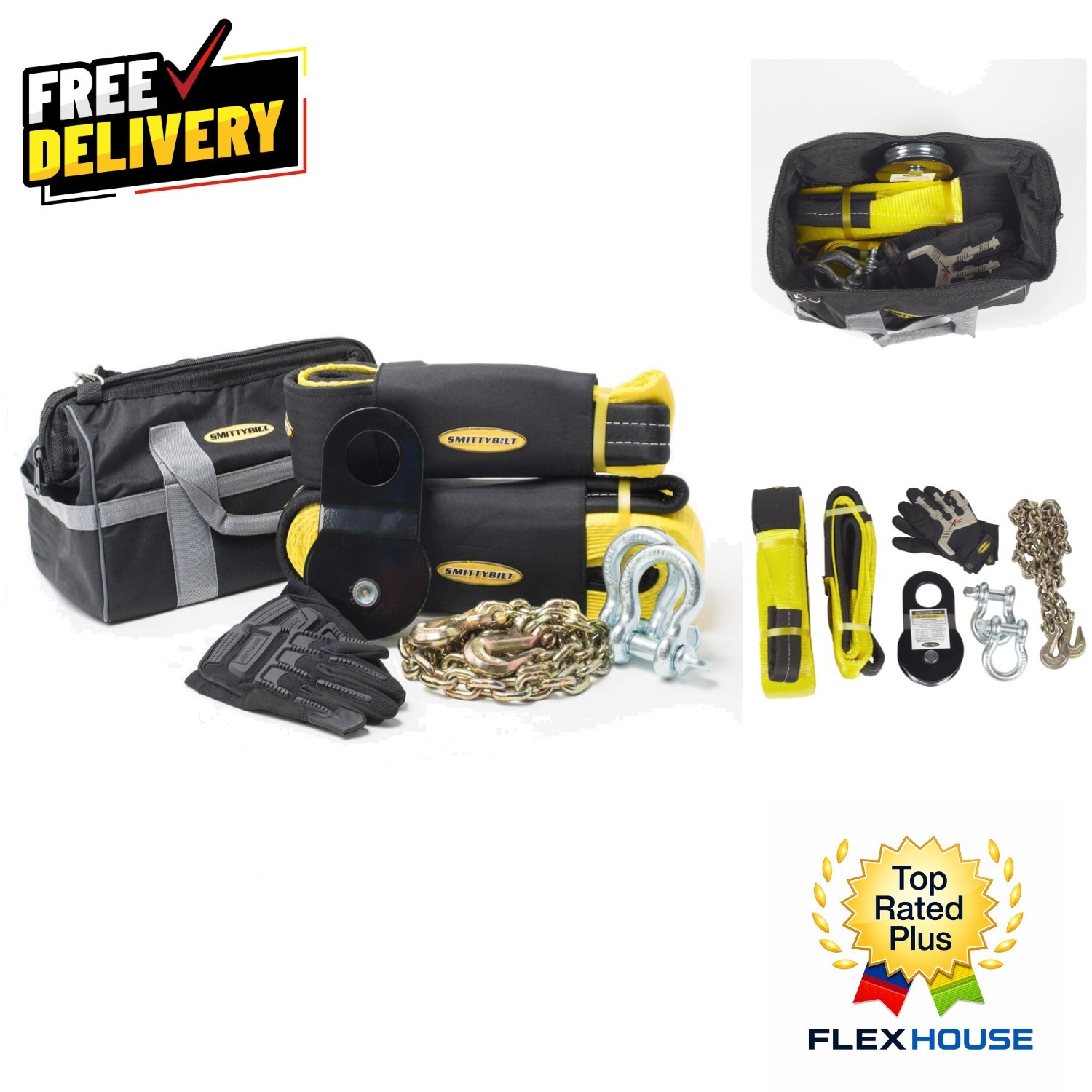 Compact  Winch Accessory Bag - 7 Essential Tools for Recovery Safety