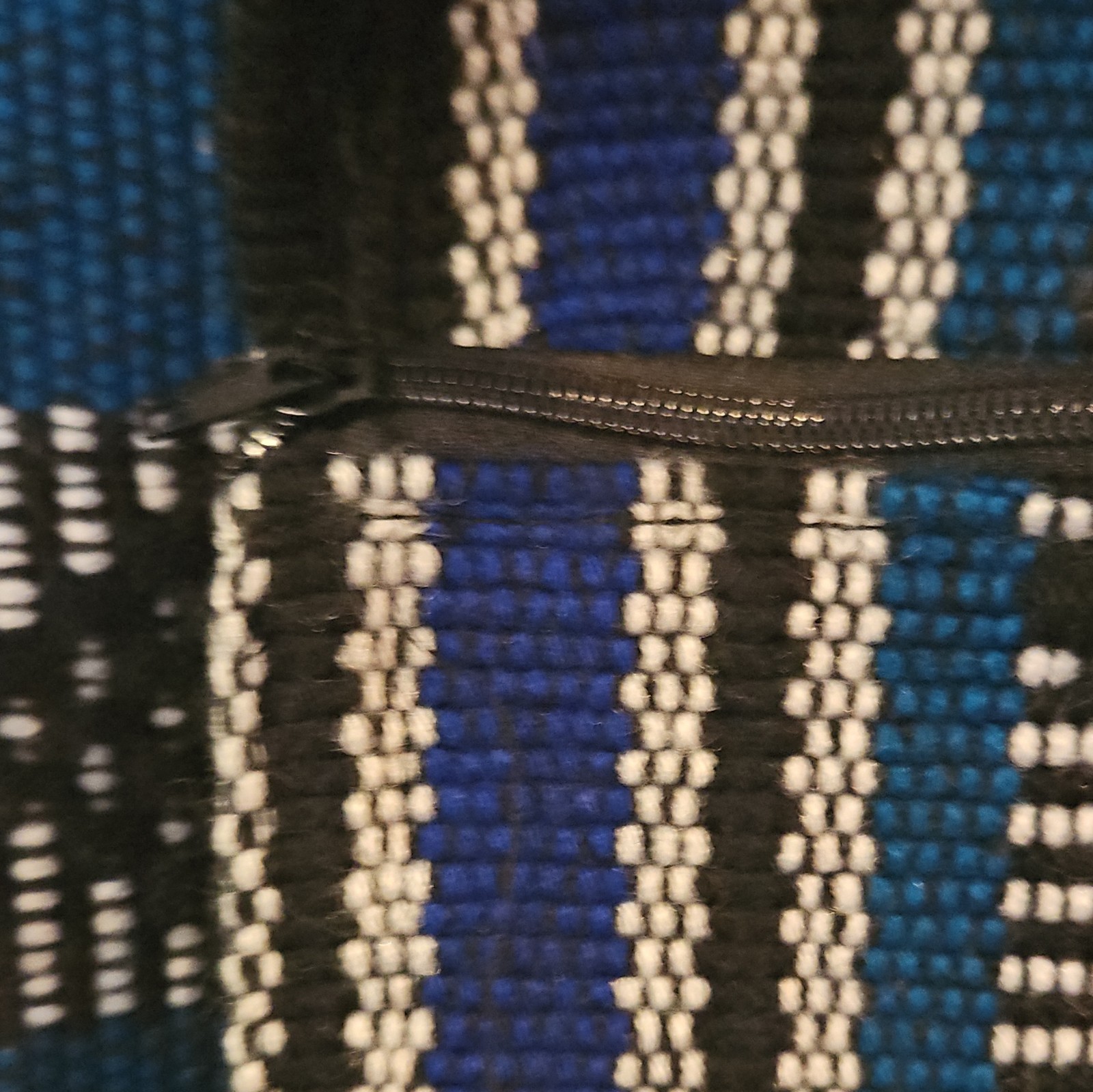 Blue/Black/White Striped Fabric Drawstring Backpack Unisex Adults Beach