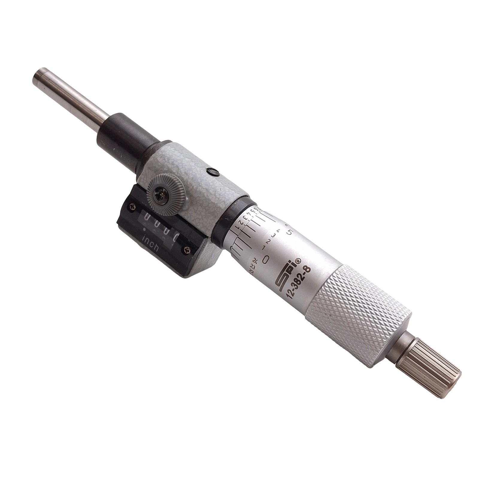 SPI 12-382-8 Digit Micrometer Head, 0-1in Range, 0.001in Graduation, ø12mm Mount
