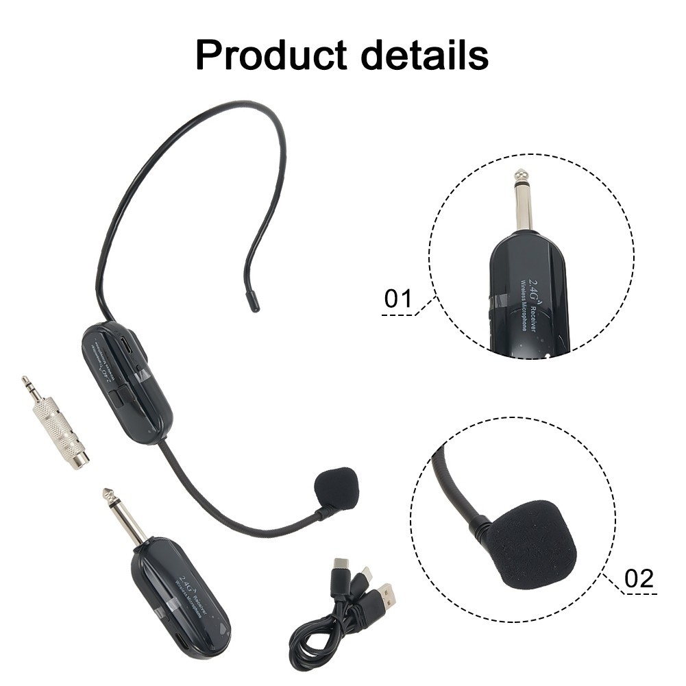 for 2.4G Wireless Microphone Headset 160FT Range Mic For Teach Outdoor Speech