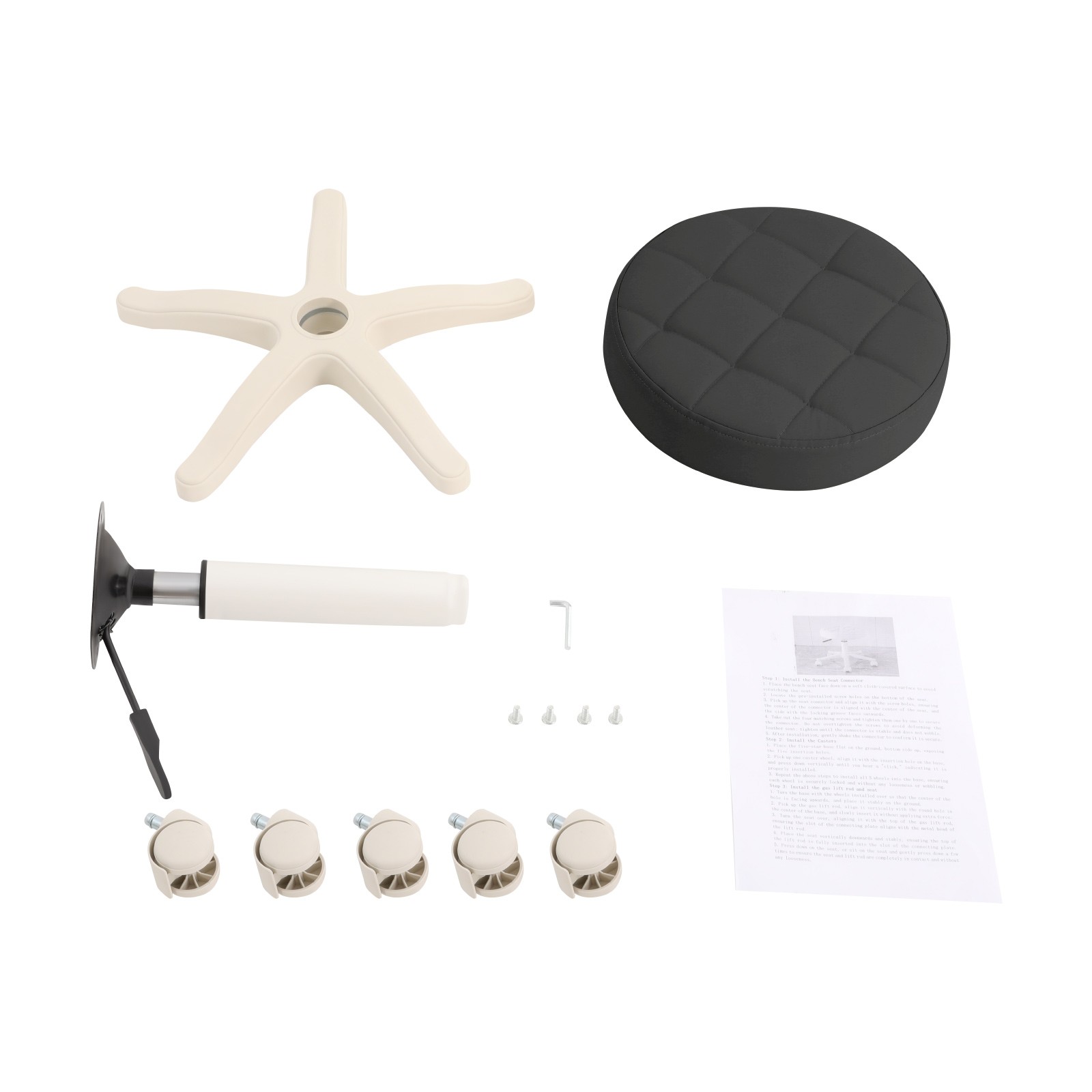 Height Adjustable Bar Stool, Rolling Stool, Salon Stool
