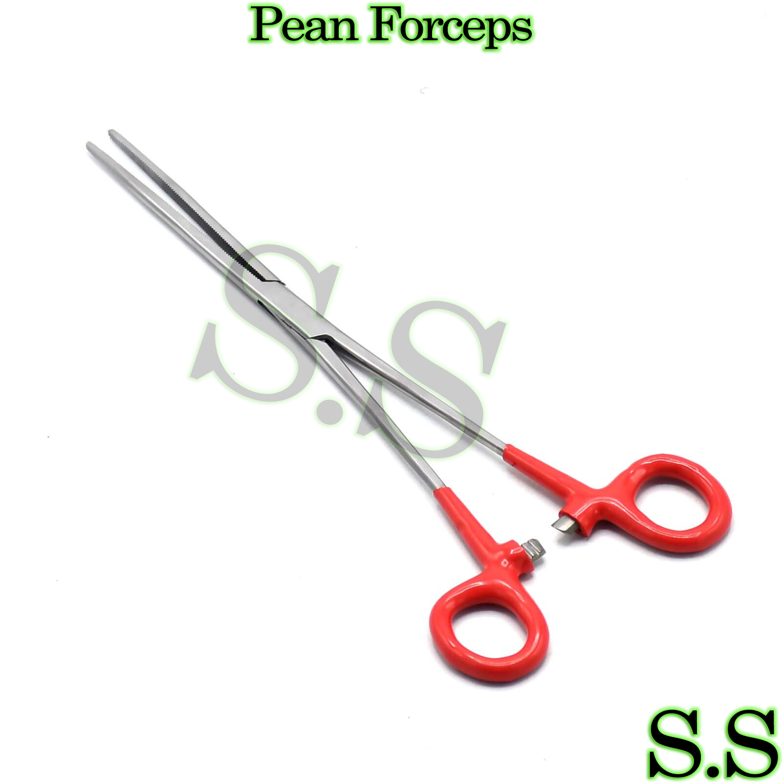 Stainless Rochester Pean Hemostat Forceps Straight Serrated Tip 10"-red