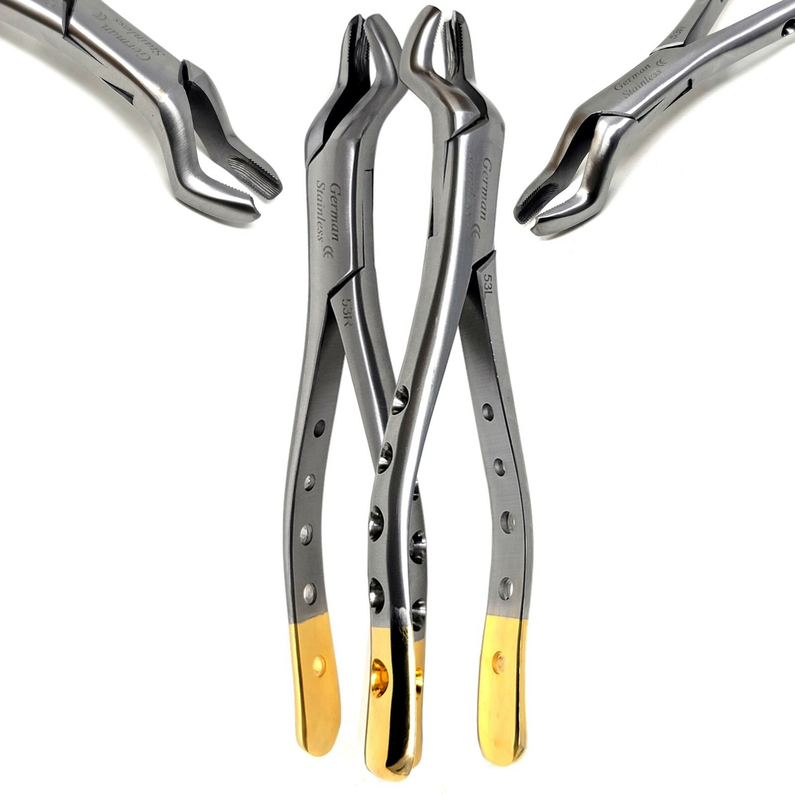 NEW GERMAN Tooth Extracting Forceps # 53L+R Serrated Dental Surgical Instruments