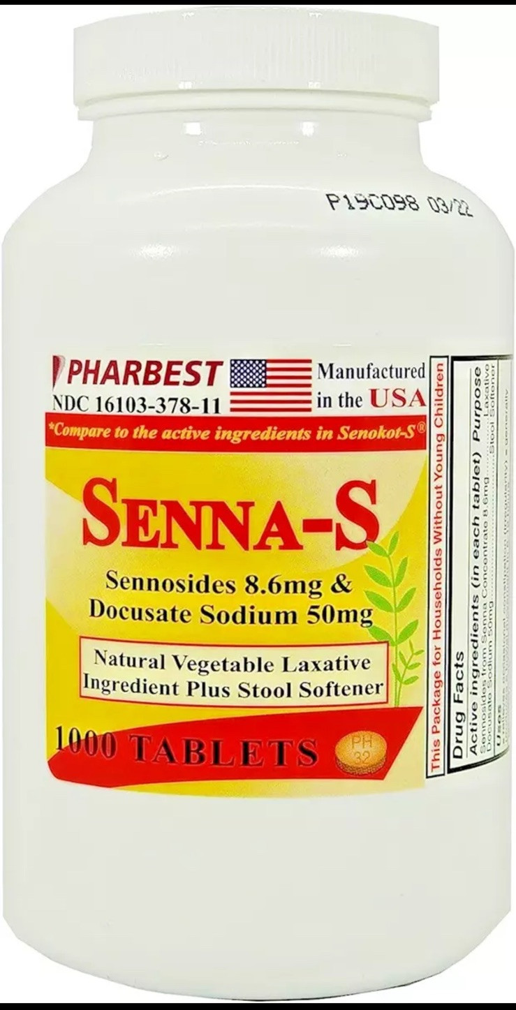 Senna Plus 8.6 Mg & Docusate Sodium 50 mg Generic for Senokot-S 1000 Tablet 9/28