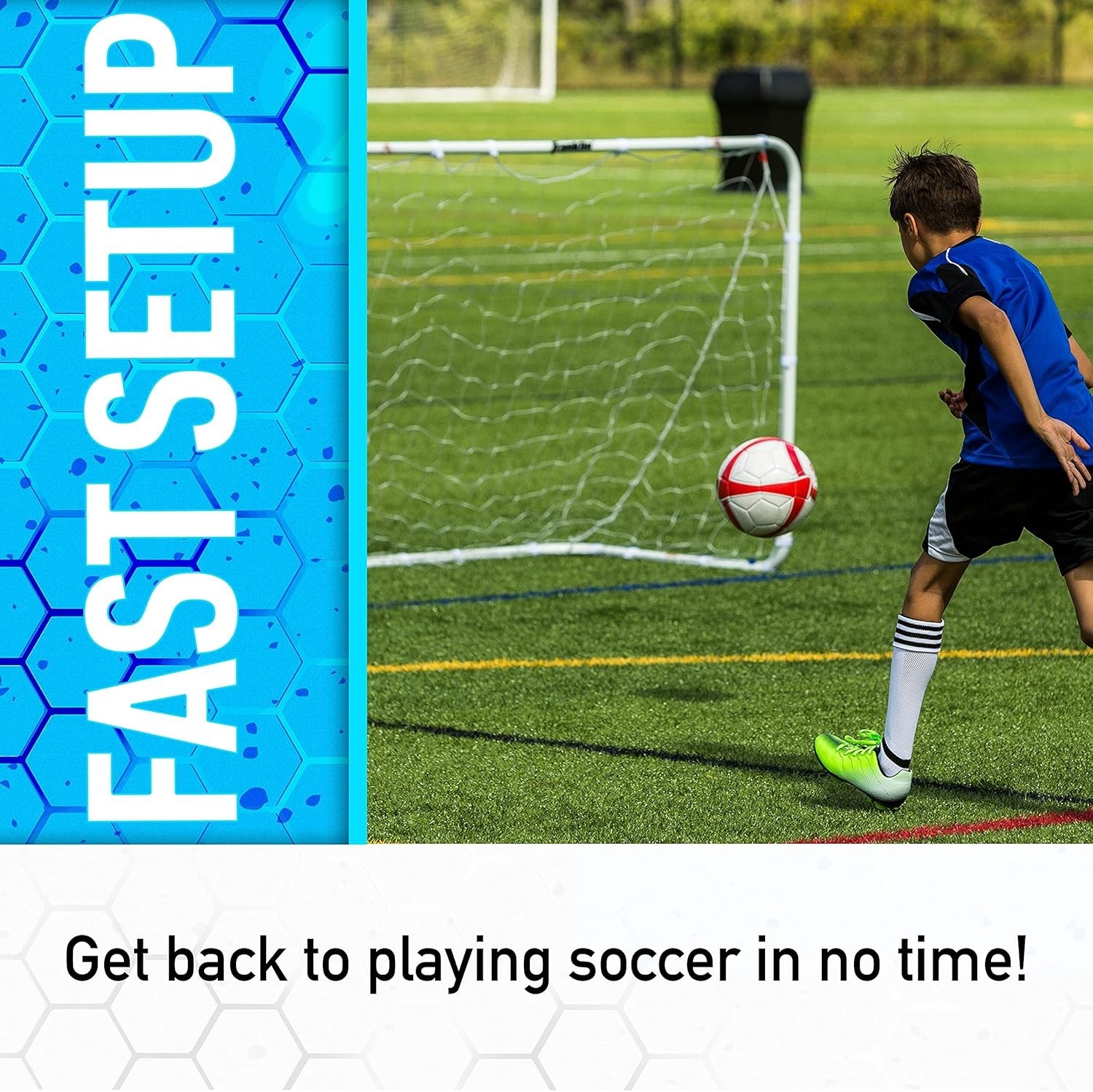 Durable 4' x 6' Soccer Replacement Net with Self-Sticking Straps for Easy Setup