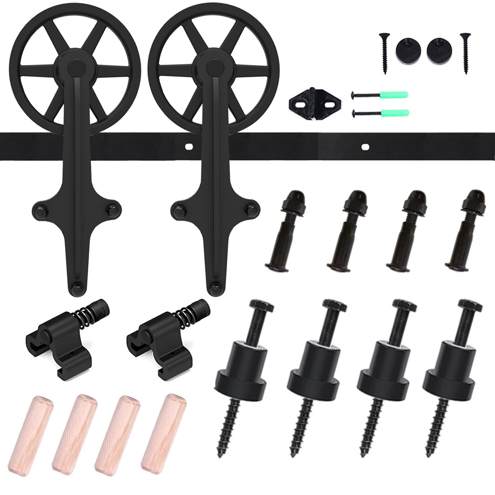 4-20FT Sliding Barn Door Hardware Basic Black Roller Kit Single Double Door