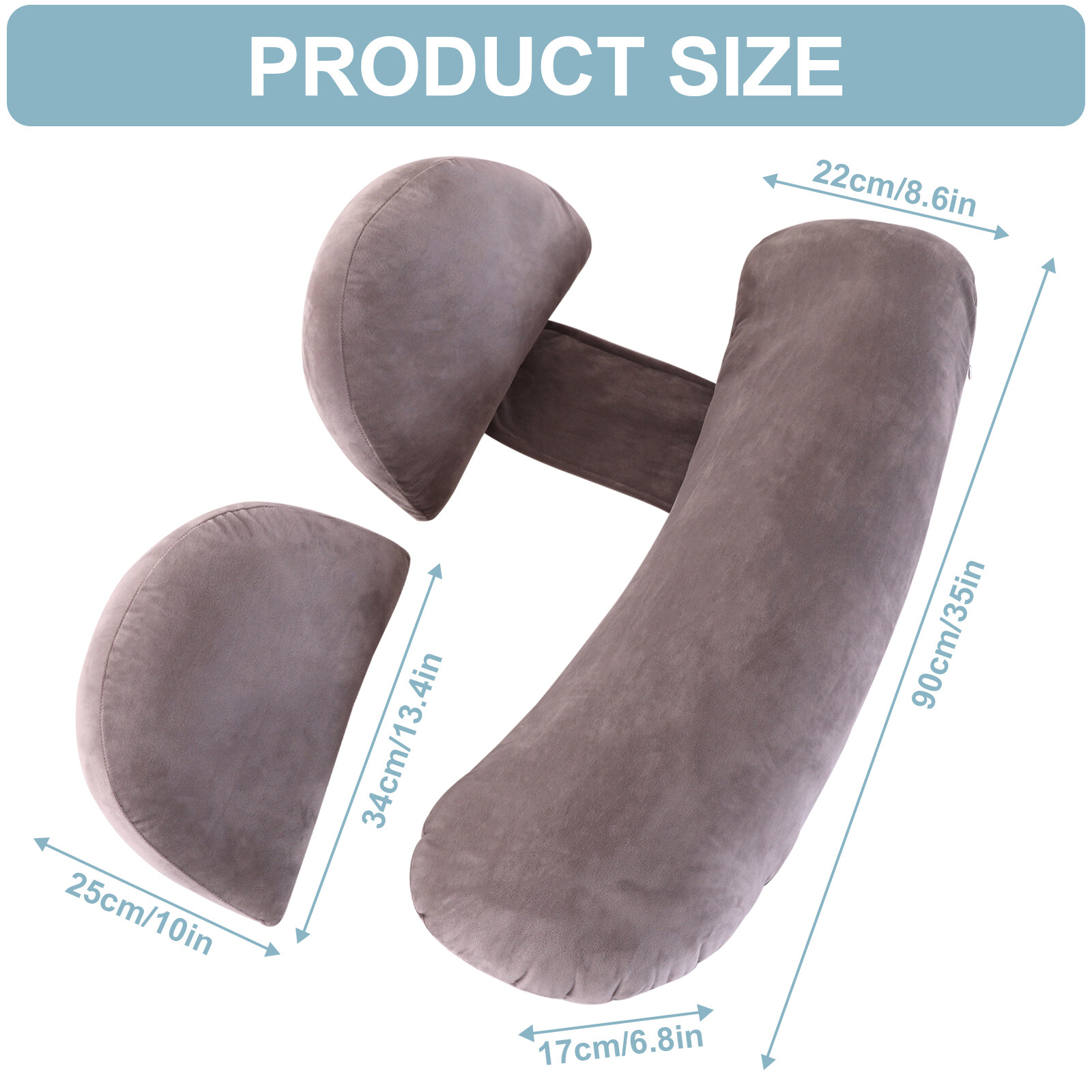 Velvet Pregnancy Pillows for Sleeping Maternity Adjustable Support for Back, Leg