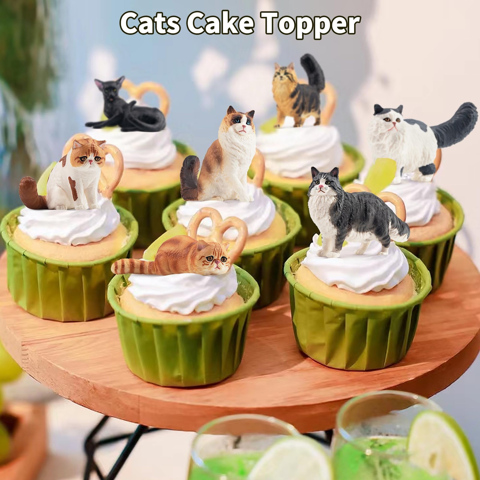 EYSCOTA 12PCS Realistic Cat Figurines, Plastic Cat Figure, Cat Cake Topper Ki...