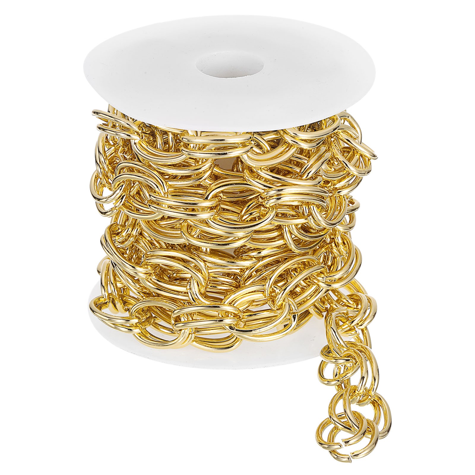 9.8 Feet Aluminum Double Oval Link Chain, 23x16x2.5mm, Gold
