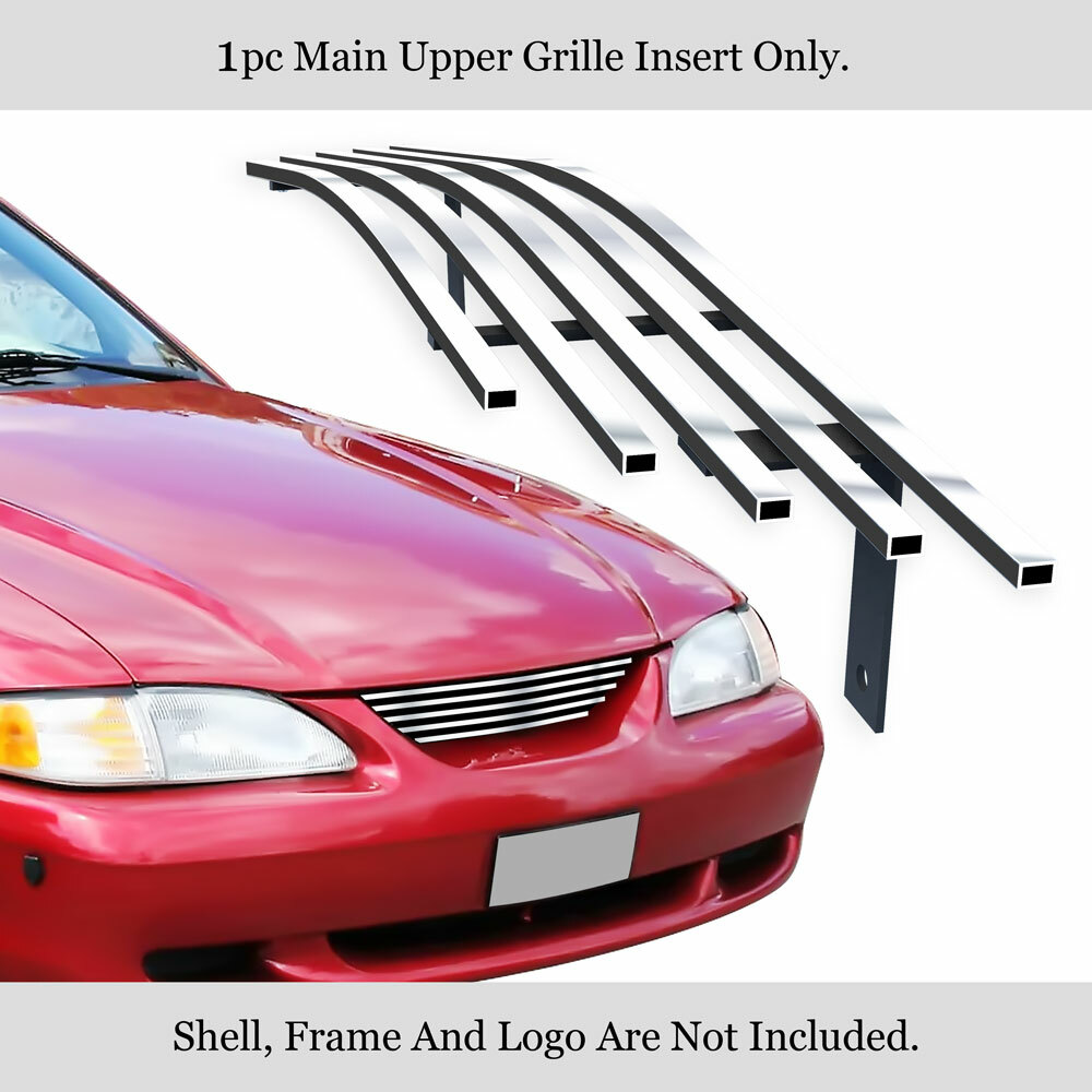 For 1994-1998 Ford Mustang Main Upper Stainless Chrome Billet Grill Insert