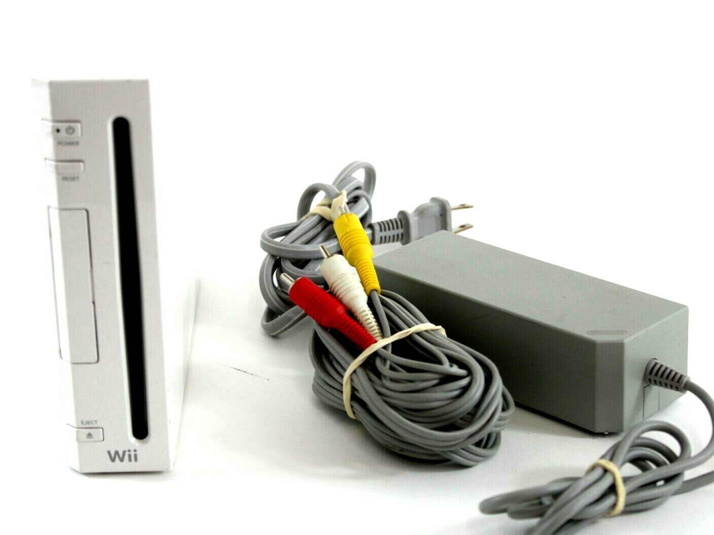 Nintendo Wii System Game RVL-001 Console + OEM Power Cables + OEM AV Cable Works