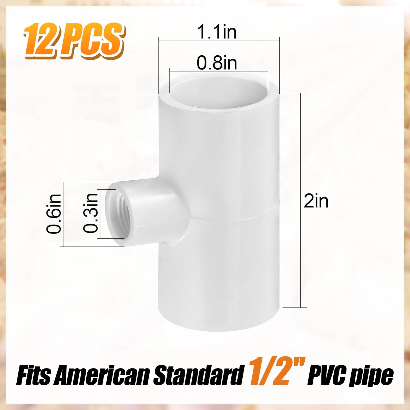 12 Pack Chicken Waterer PVC Tee Fittings - Fully Automatic for Threaded Chick...