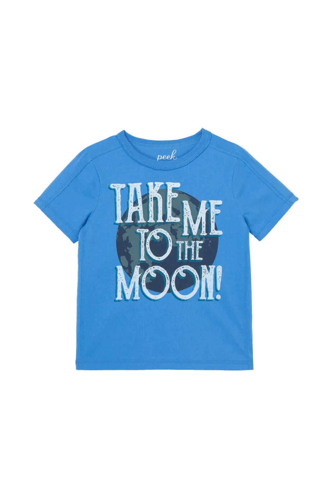 Peek Take Me To The Moon T-Shirt Kids 3T Blue Graphic Print Short Sleeve JDM492