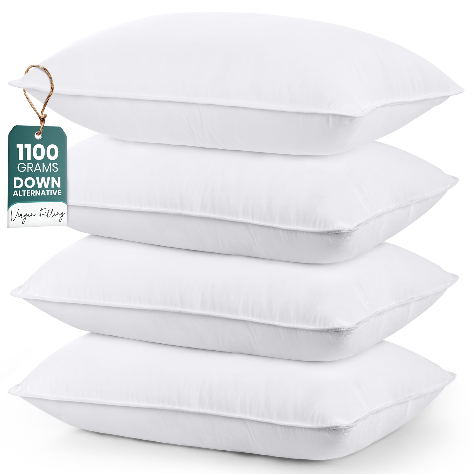 Best Bed Pillows for Sleeping White, Queen Size Set of 4, Hotel Pillow, Cooling