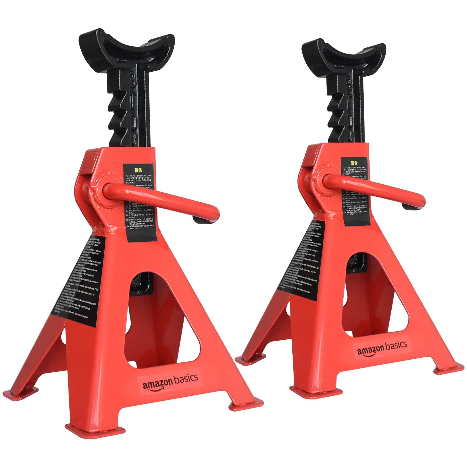 Amazon Basics Steel Jack Auto 3 Ton (2.7 metric Ton) Capacity, Black and Red