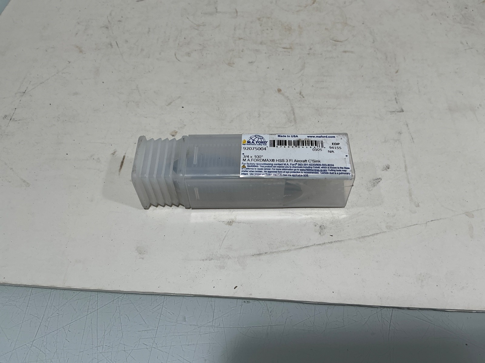 M.A. Ford 92075004 HSS 3 Flute Aircraft Countersink 3/4 x 100º