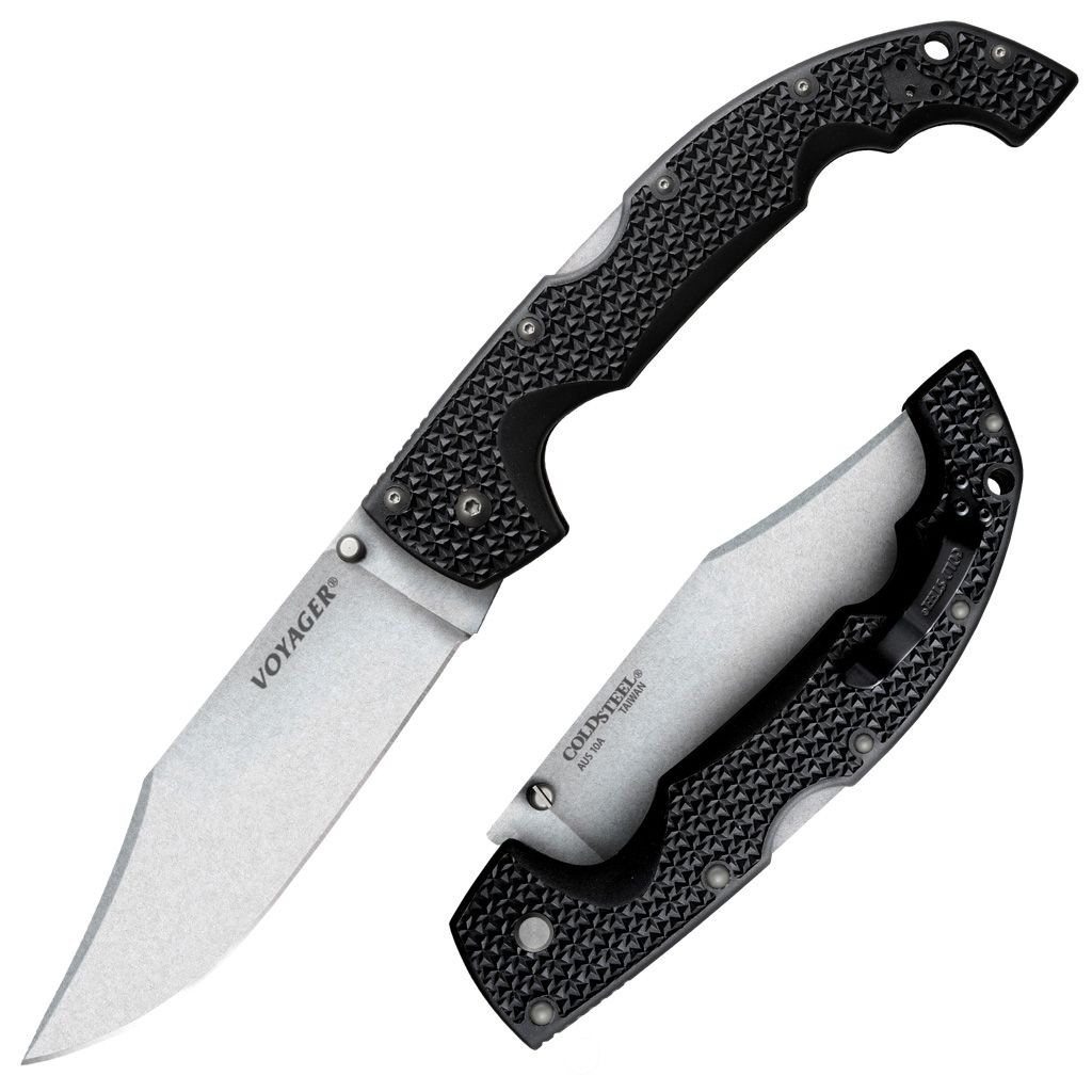 Cold Steel Voyager XL Knife, 5.5in, Clip Point Plain Edge, AUS10A : CS-29AXC