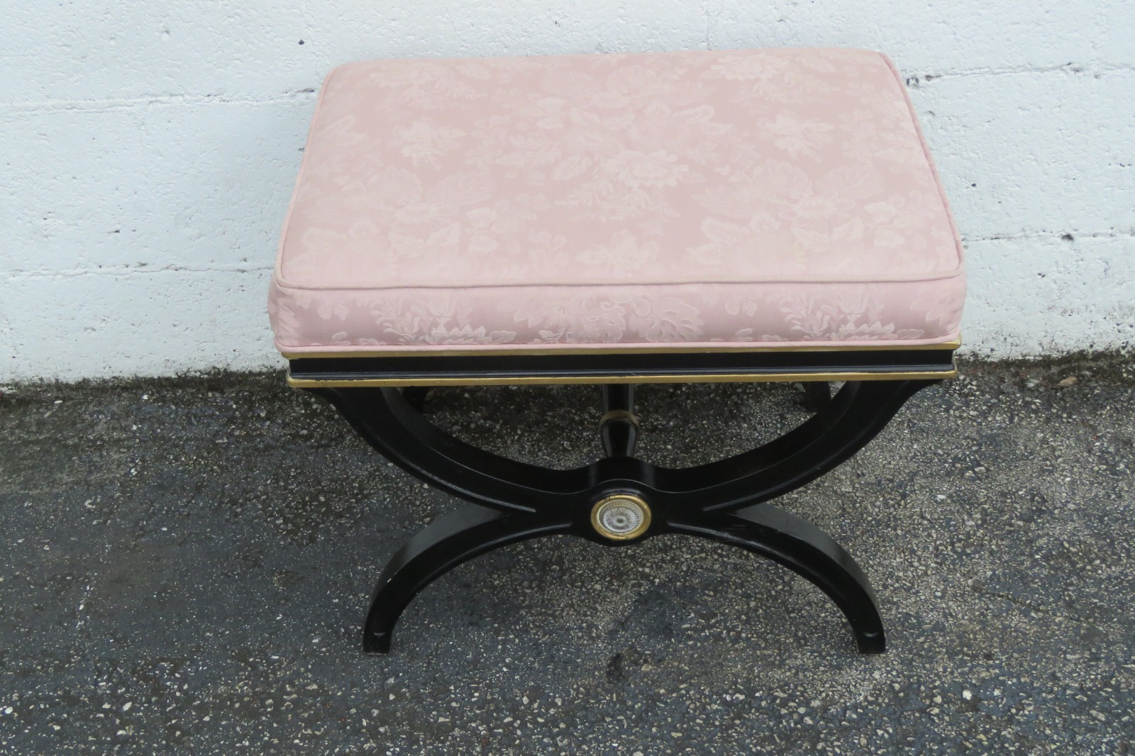 Hollywood Regency Painted Vanity Ottoman Footstool 6124