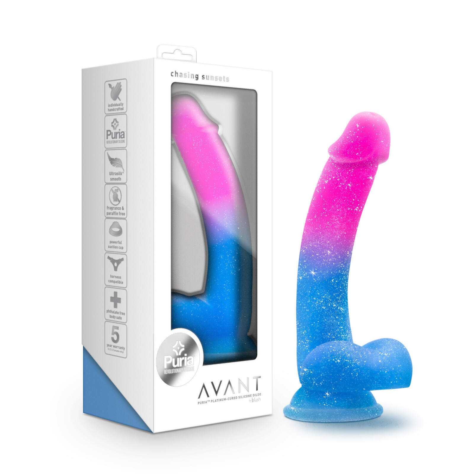 Blush Avant Realistic Colorful 7.75" Suction Cup Satin Smooth Silicone Dildo